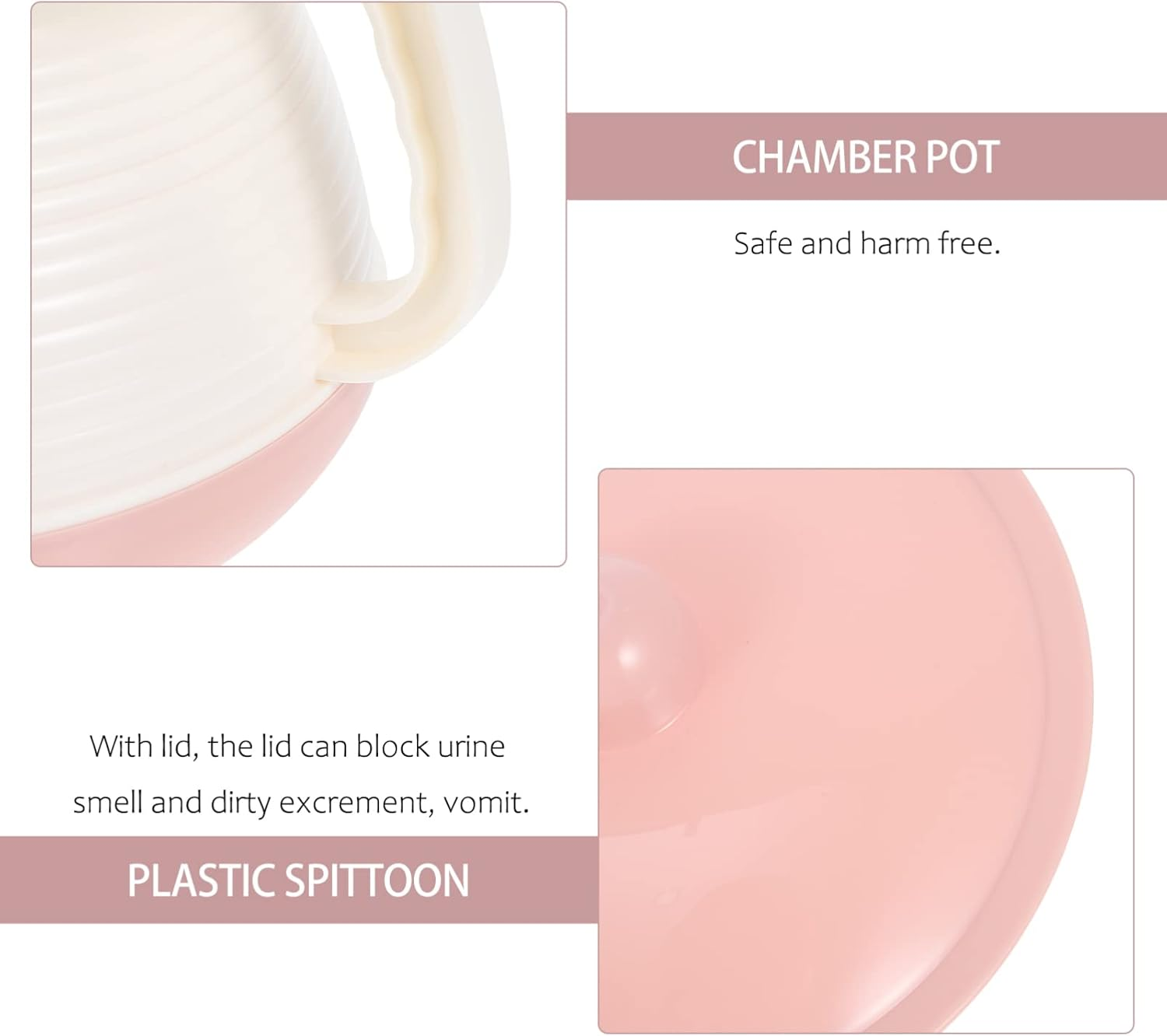 Alipis Chamber Pot Portable Toilets Bedpan Urinal Pots with Lid Handled Potty Urinal for Women Men Elderly Kid Pink image number 4