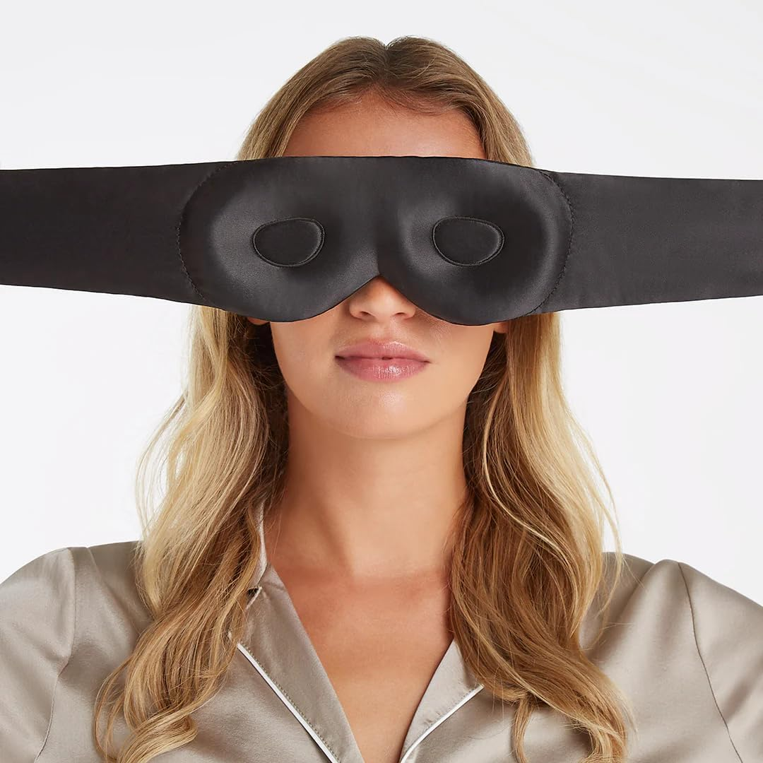 Dore & Rose Aura Sleep Mask, 100% Light Blocking Mulberry Silk Eye Mask (23 Momme), Extra Room for Lashes, Reduces Eye Bags & Dark Circles, Adjustable Travel Deep Sleep Mask for Men & Women - Burgundy image number 2