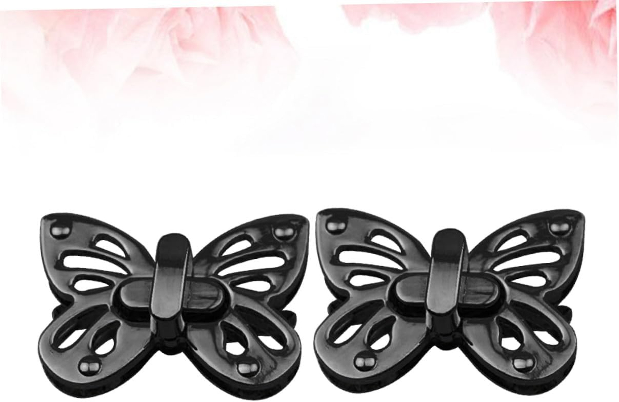 GARIOUANS Zinc Alloy Butterfly Lock Bag Hardware Set for Women&rsquo;S Handbags, 2Pcs Gunmetal Clutch Lock Accessories Suitable for Hand Bags and Purses image number 3