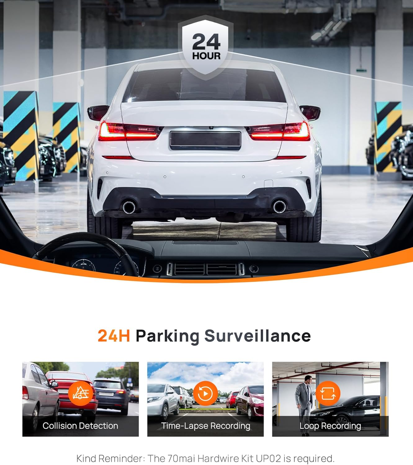 70Mai Smart Dash Cam A200, Front Camera, Built-In Wifi GPS Smart Dash Camera for Cars, ADAS, HDR, 2'' IPS LCD Screen, Night Vision image number 1