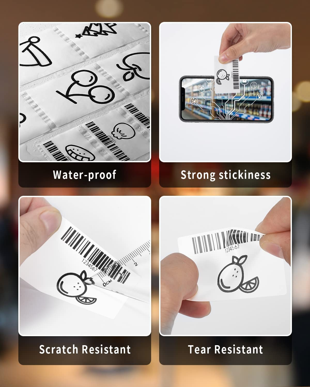 Phomemo Multi-Purpose Square Self-Adhesive Label for 241BT/M120/M110/M220/M150 Label Printer,1.96"X3.14"(50X80Mm),100 Labels/Roll, 3Rolls/Pack, Black on White image number 6