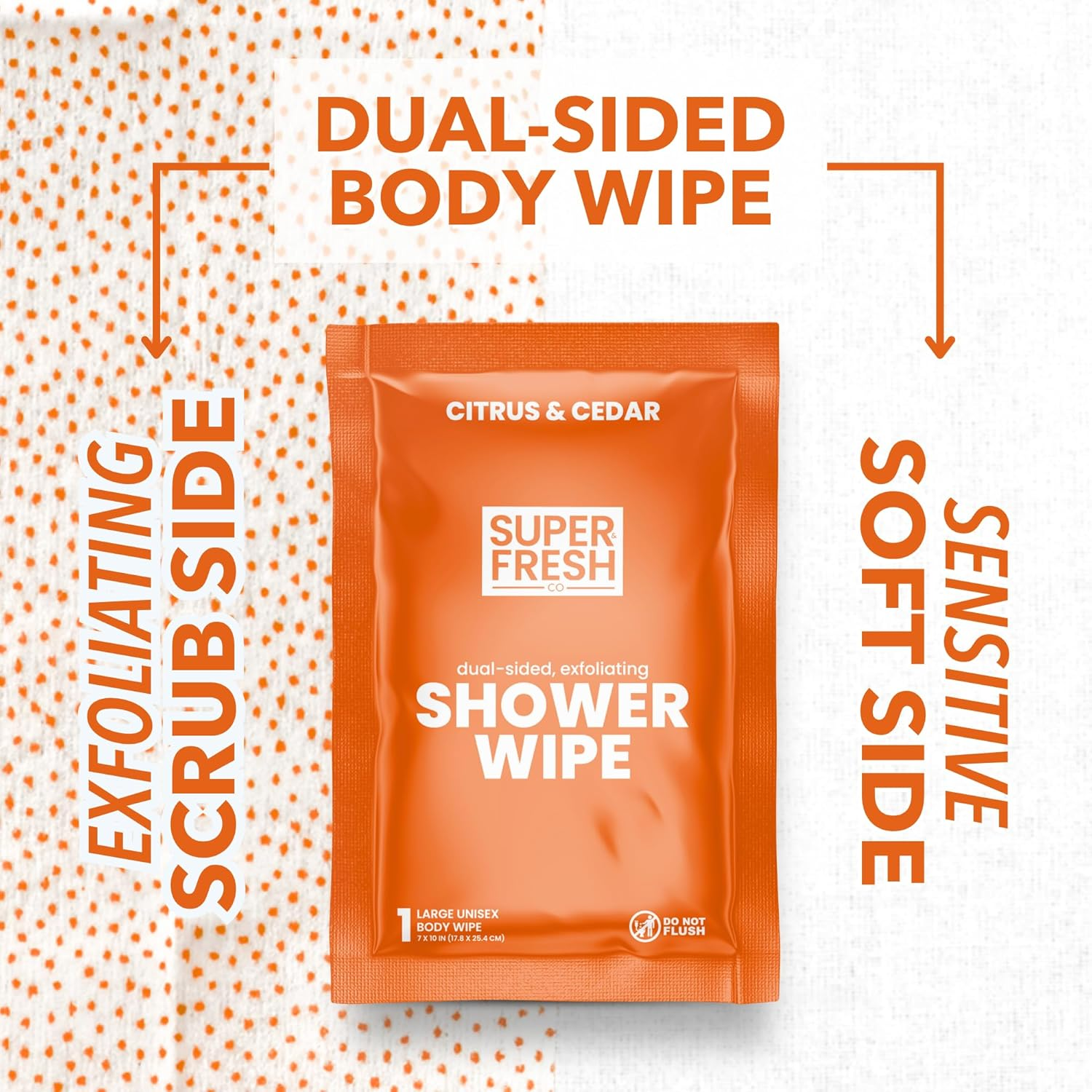 Super Fresh Shower Wipes Large Citrus & Cedar Body Wipes for No Rinse Bathing Personal Hygiene Gym Travel or Camping Enriched with Aloe and Vitamin E 10 Individually Wrapped Disposable Sheets image number 5