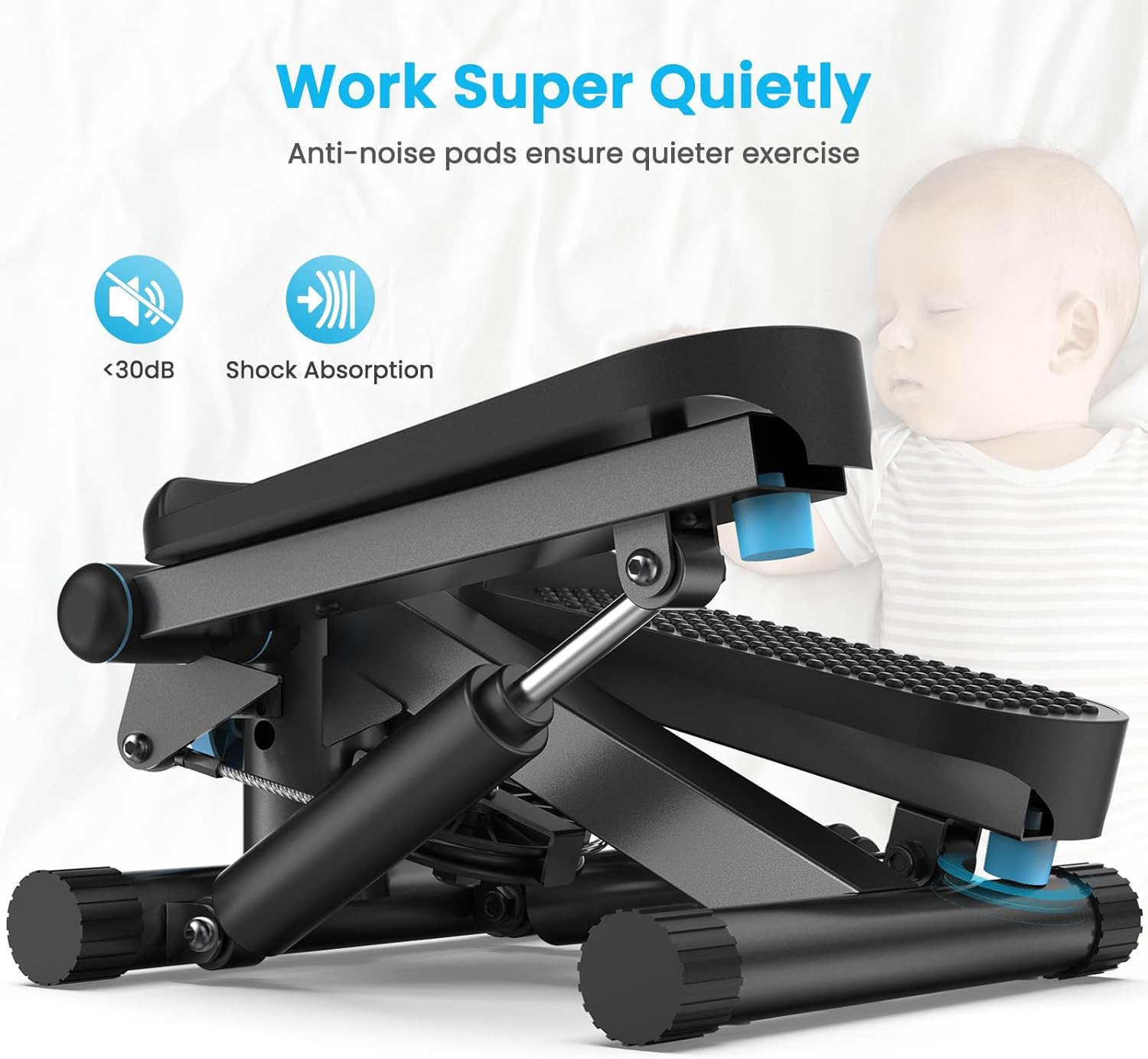 Mini Steppers for Exercise at Home, Stair Stepper Machine with Resistance Bands, 330 Lbs Capacity, and LCD Monitor for Home Workout, Full Body Cardio and Walking