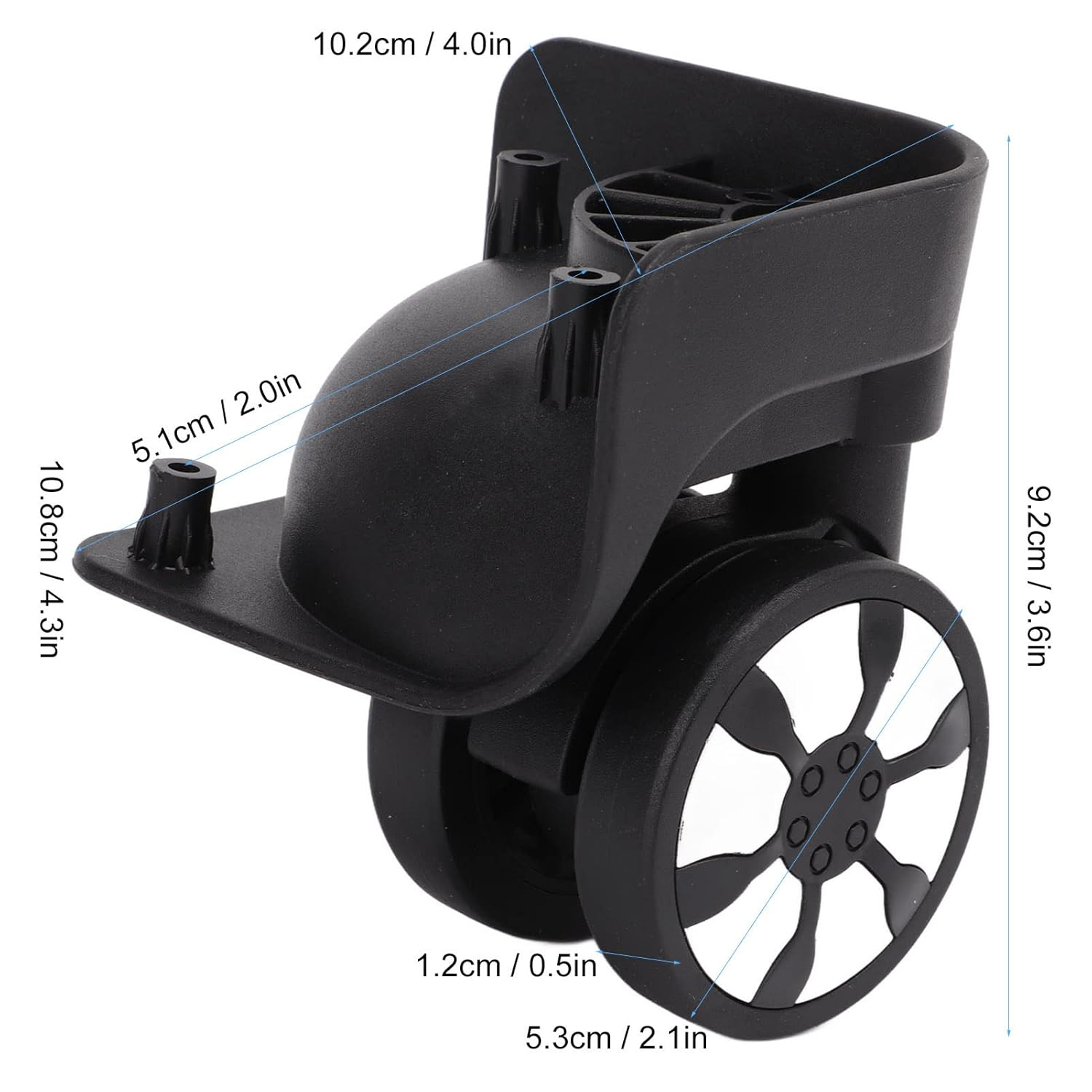 Yuecoom Luggage Swivel Wheels, 360 Swivel Plastic Wheel Replacement Luggage Universal Wheel Luggage Travel Suitcase Wheels for Suitcase Trolley image number 3