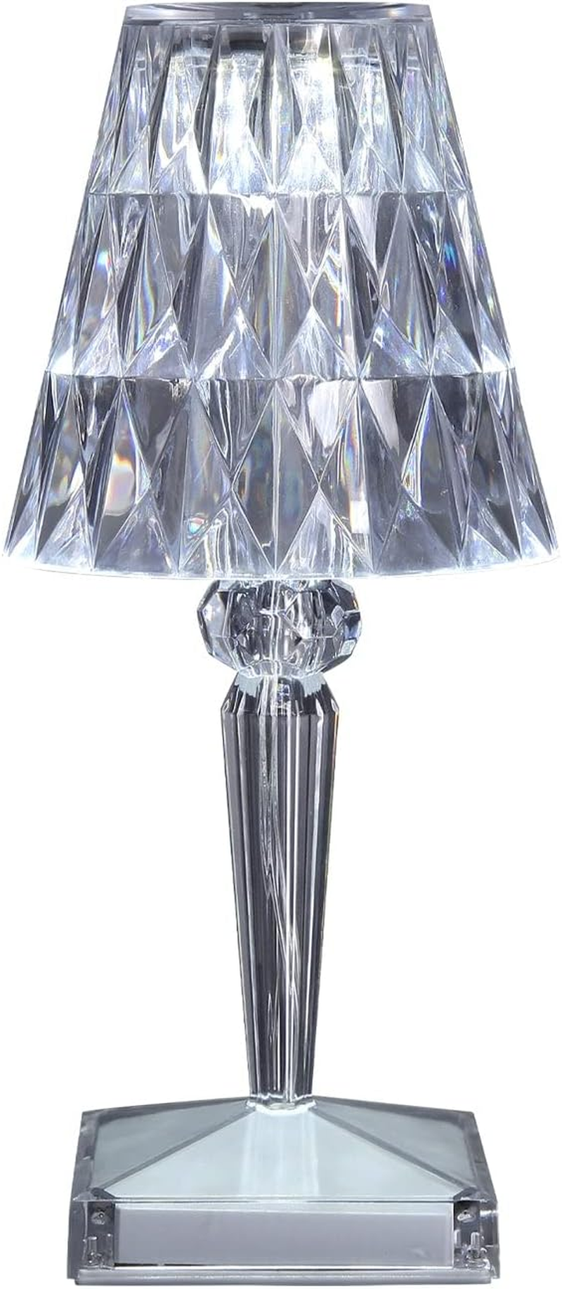 Lightsup Online Eugenia Crystal-Cut Clear Acrylic Touch Table Lamp, Wireless Rechargeable Battery Operated Night Light with 3 Color Temperatures for Bedroom, Living Room, Desk Decor image number 5