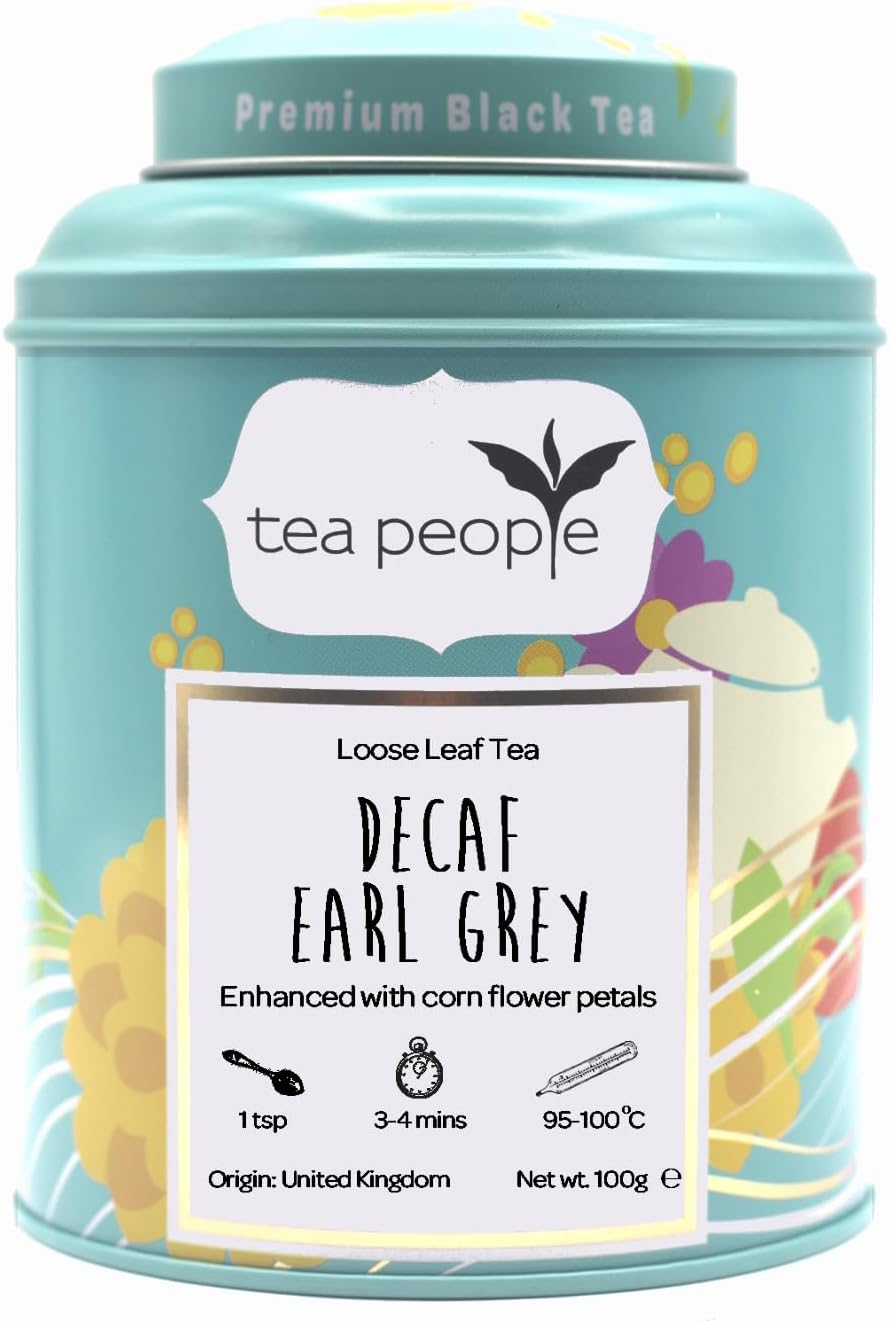 Tea People Decaf Earl Grey Loose Leaf Flavoured Black Tea in a Tin Caddy 100 G image number 1