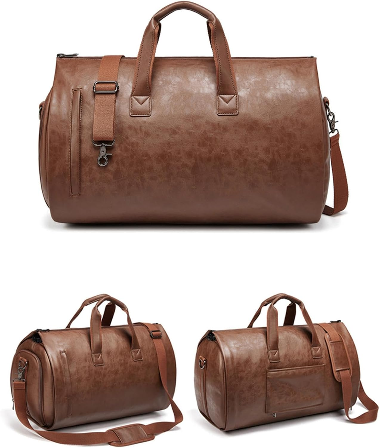 Leather Duffle Bag Business Travel Bag for Men Water Resistant Multipurpose Tote Shoulder Bag Luggage Bag with Shoes Compartment for Holiday image number 1