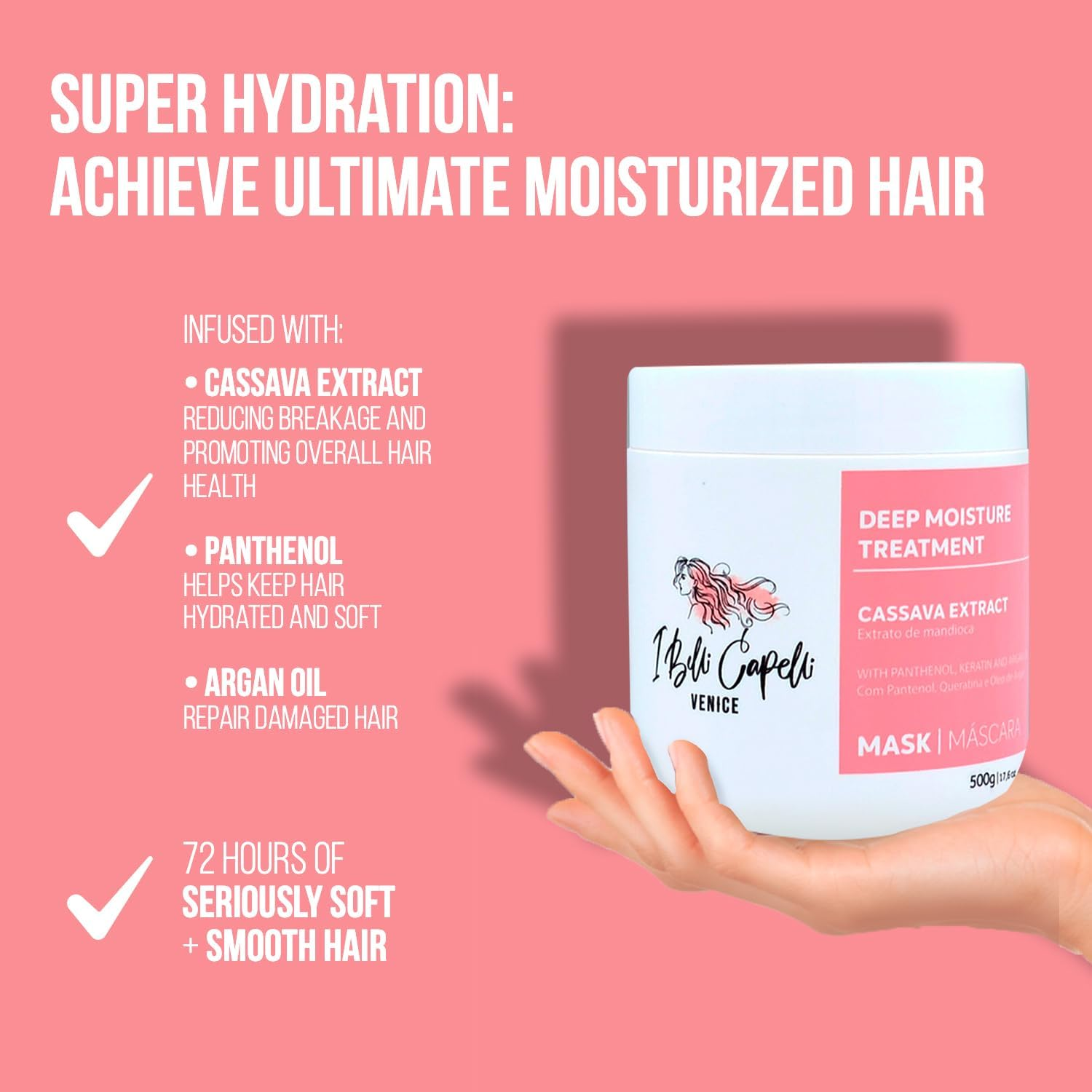 I Belli Capelli Torrano Keratin Kit, Keratin Hair Treatment Straightening in 1 Step (500Ml) + Argan Oil Mask (500G)-Nanoplastia Keratina Para Alisar El Pelo Sin Formol- Progressiva (2 Pack) image number 4