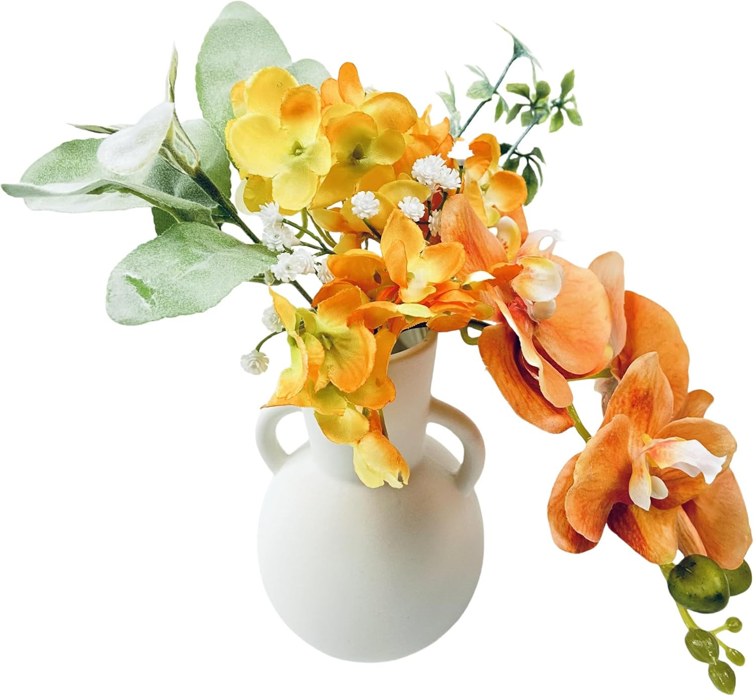 Noristyle Artificial Flowers for Decorations, Fake Flowers Orchid with Vase for Office Desk Table Decor for Women, Her, Girlfriend, Birthday Gifts