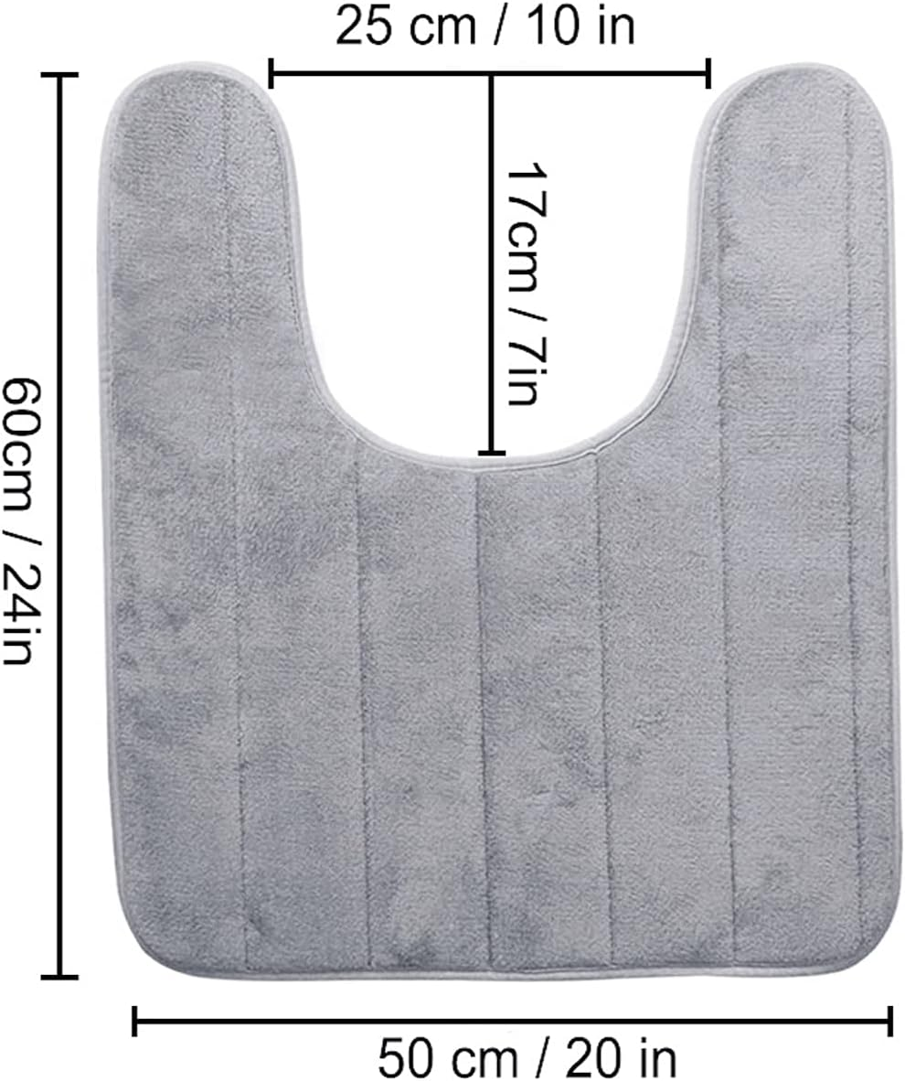 Memory Foam Toilet Bath Mat U-Shaped Toilet Rug Non-Slip,Thick,Machine Wash and Easier to Dry Toilet Bath Mat Soft & Absorbent Bathroom Commode Contour 24 X 20 Inches image number 4
