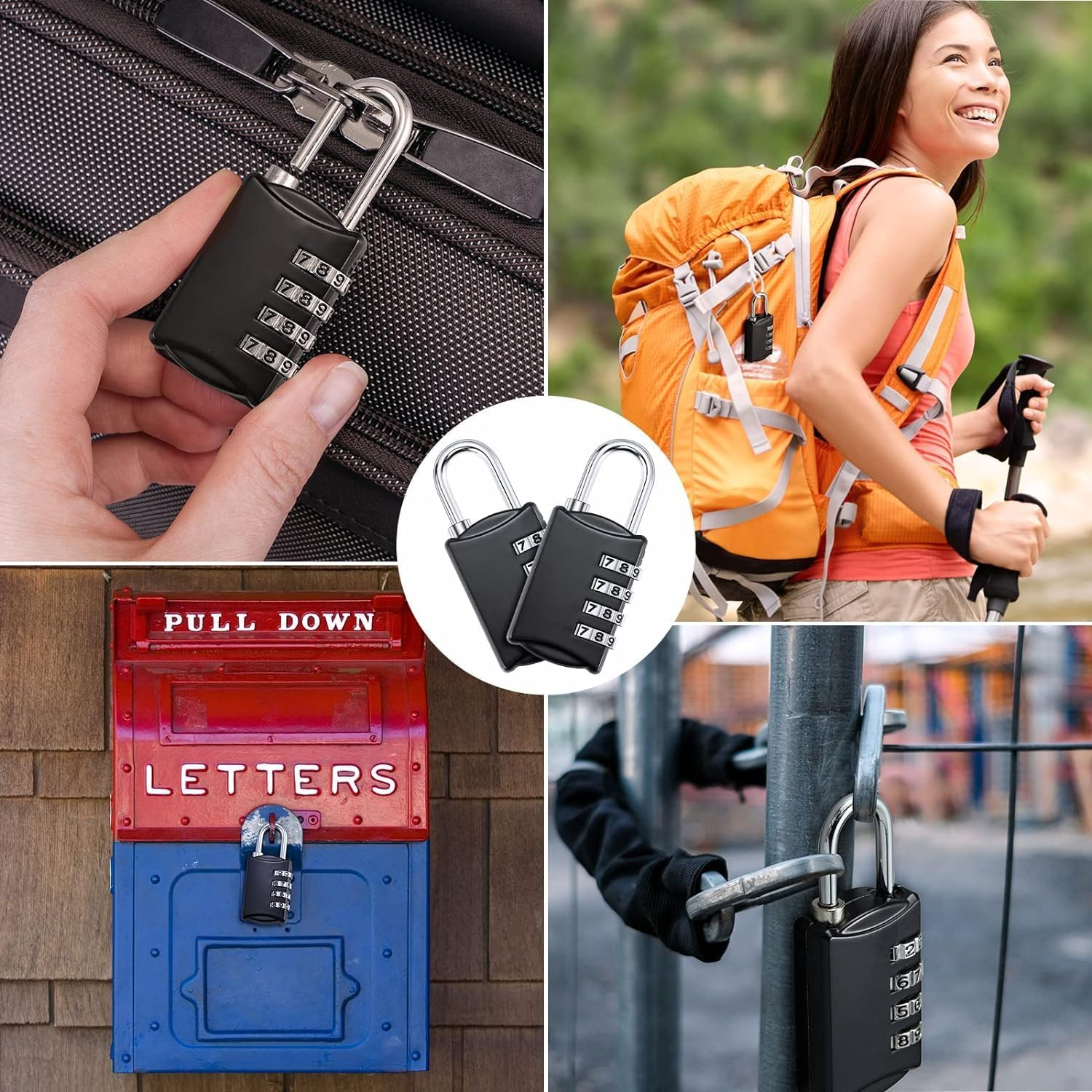 3 Pcs Combination Lock 4 Digit Outdoor Waterproof Padlock For, Sports Locker, Fence,School Gym Locker, Hasp Storage,Toolbox, Gate, Case image number 1