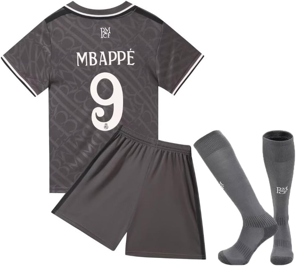 Mb 9# Madrid Soccer Jersey 2024/25, Mb Away Orange No.9 Club Football Jersey, Children'S Soccer Jersey Size 22-28