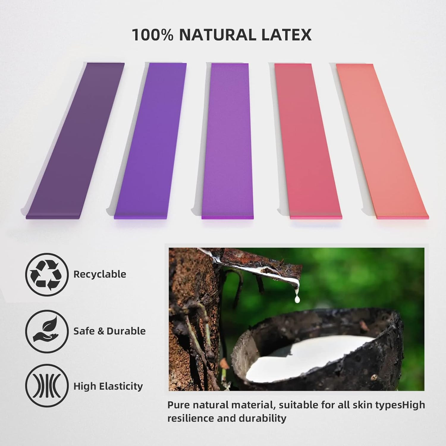 Resistance Bands, Exercise Workout Loop Bands for Legs Arms, 5 Set of Different Resistance Levels Elastic Bands for Women and Men for Yoga, Gym, Training