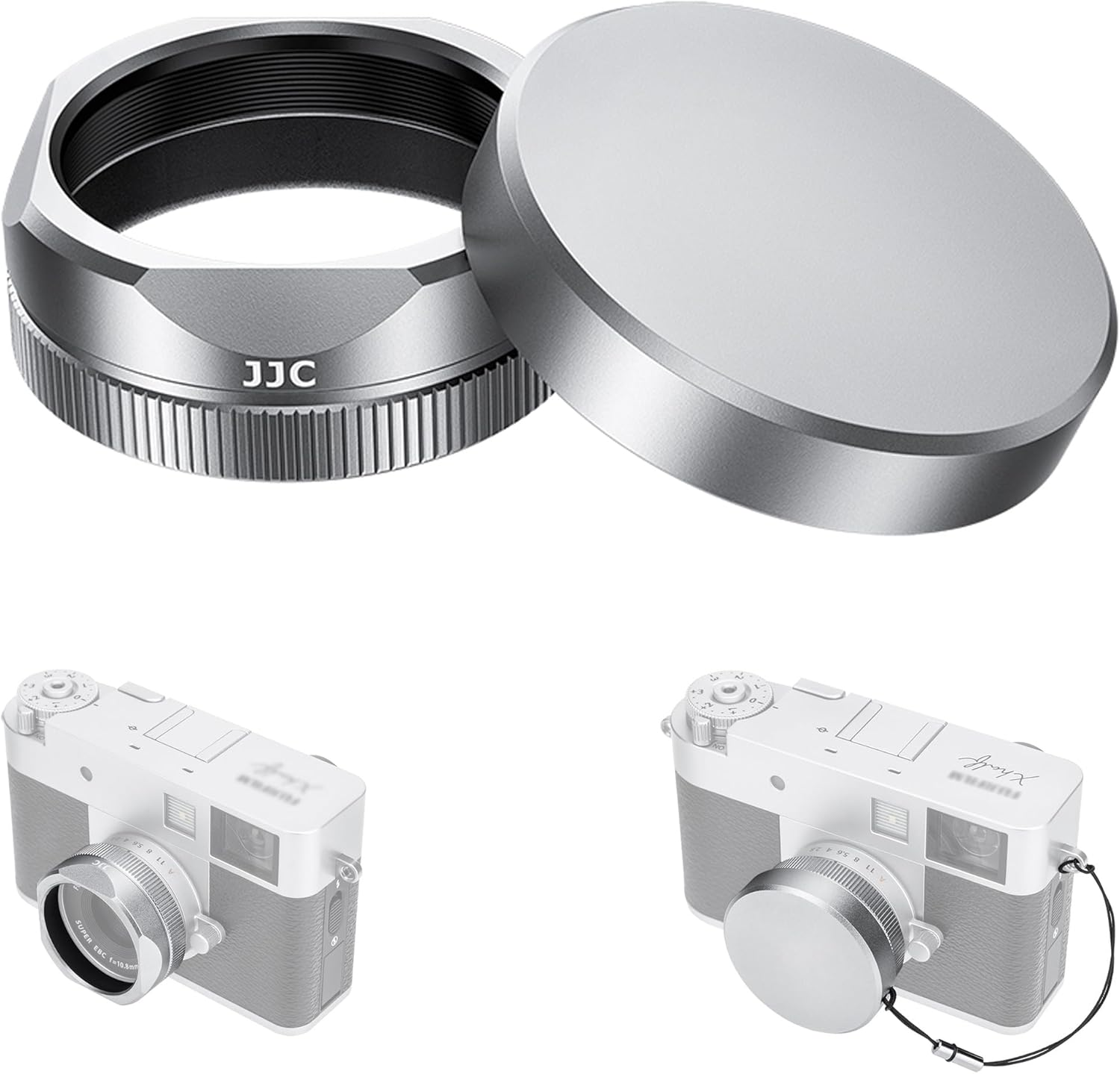 Metal Square X Half Lens Hood Sun Shade with Lens Cap for Fuji Fujifilm X Half Xhalf Digital Camera, Protective Cover Shading Hood Protector, Block Stray Light Reduce Flare - Silver image number 6