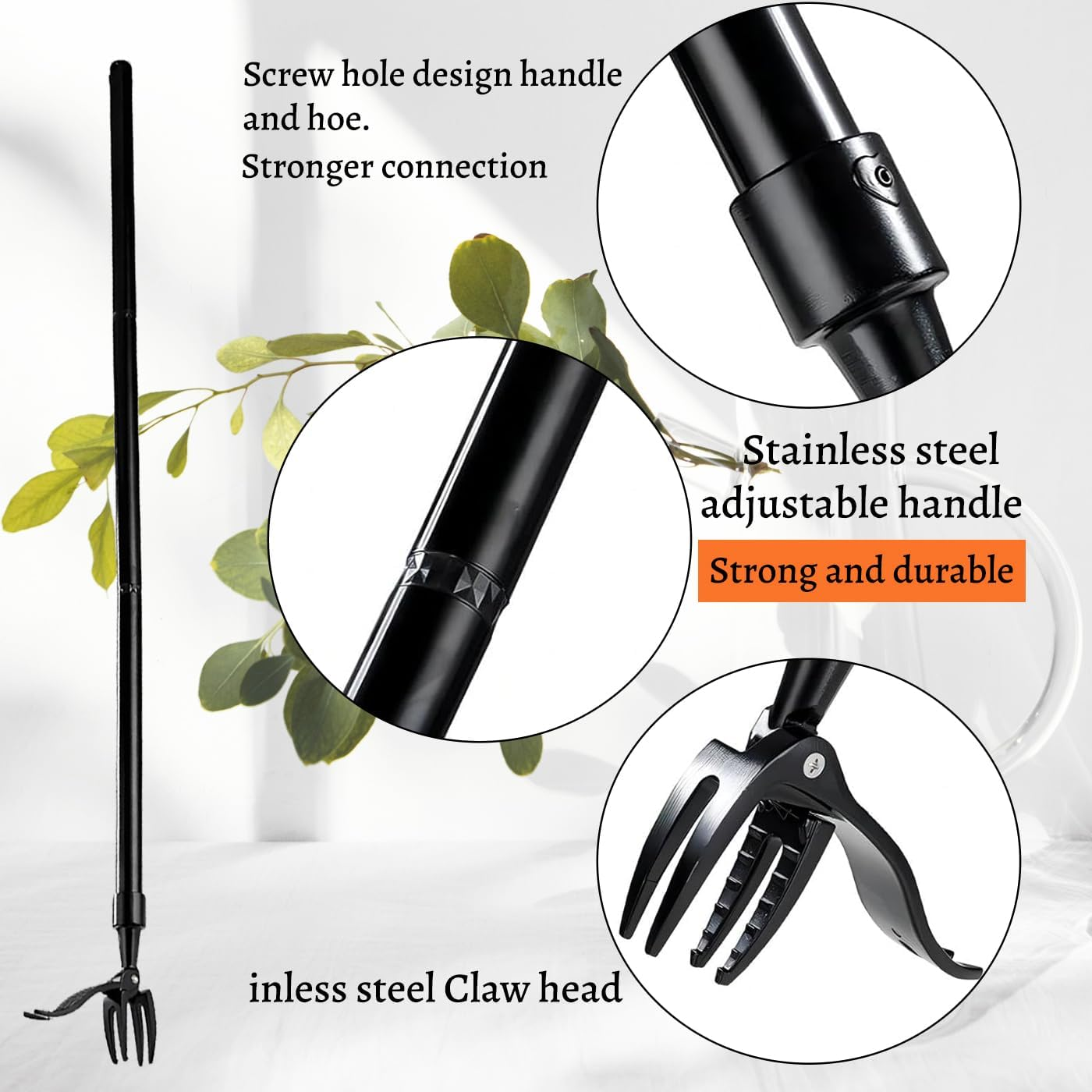 Weed Puller Tool,Stand up Weed Puller,Detachable Weed Puller,Weed Puller Tool with Long Handle,Garden Weeder Tool,4 Claw Stand up Weeder, Weeding Tool for Dandelions Root image number 6