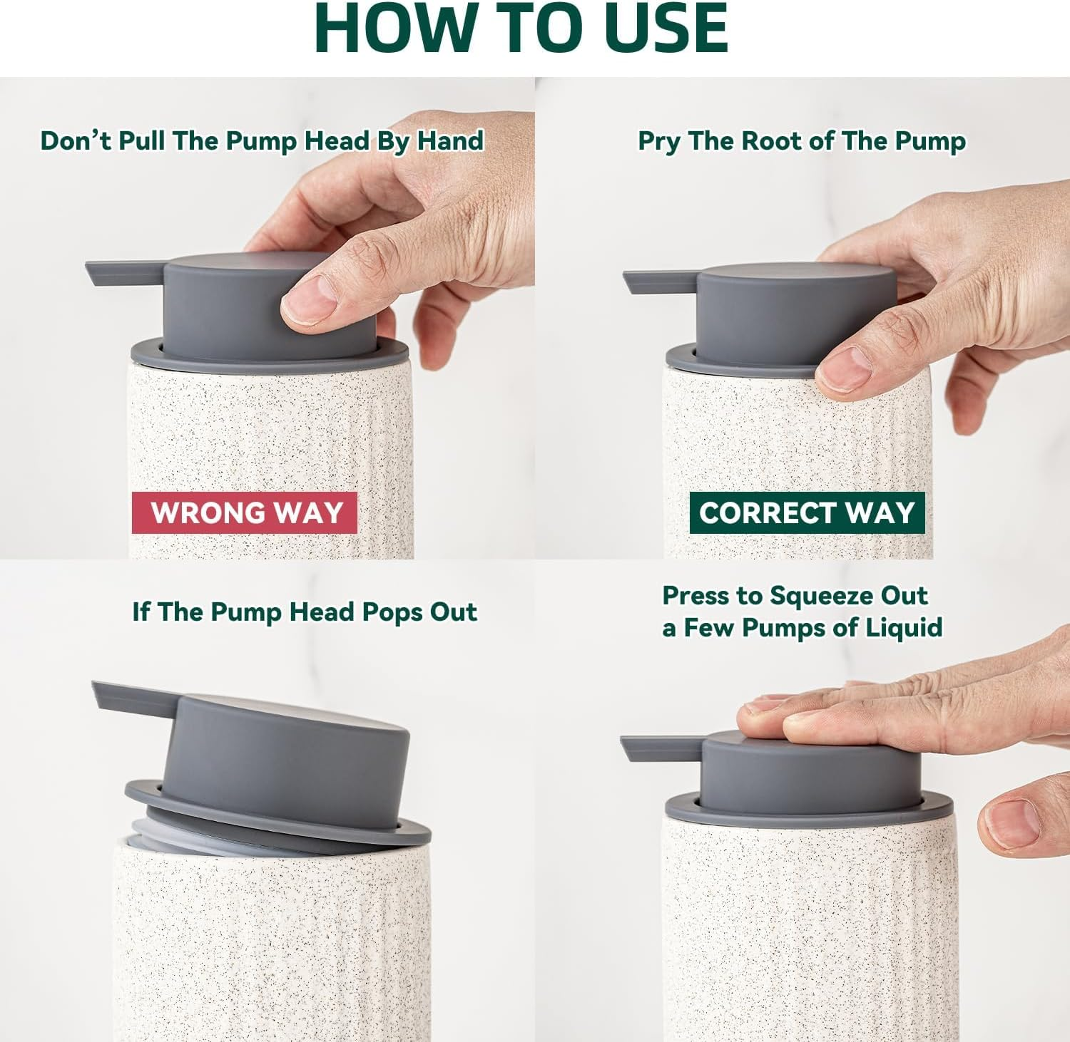 2 Pack Foam Soap Dispenser - 12 Oz Beige Ceramic Foaming Soap Dispenser for Bathroom, Hand Wash Dispenser Bottle with Foaming Pump, Striped Refillable Dish Soap Dispenser for Kitchen image number 3