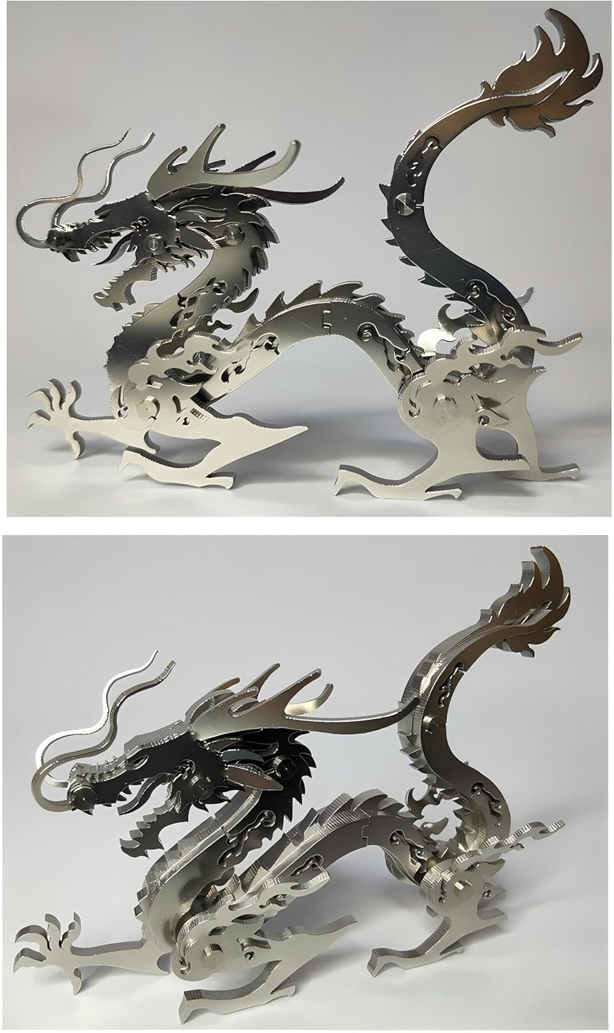 Chinese Dragon 3D Stereoscopic Metal Jigsaw Handmade Assembly Model Ornament. image number 1