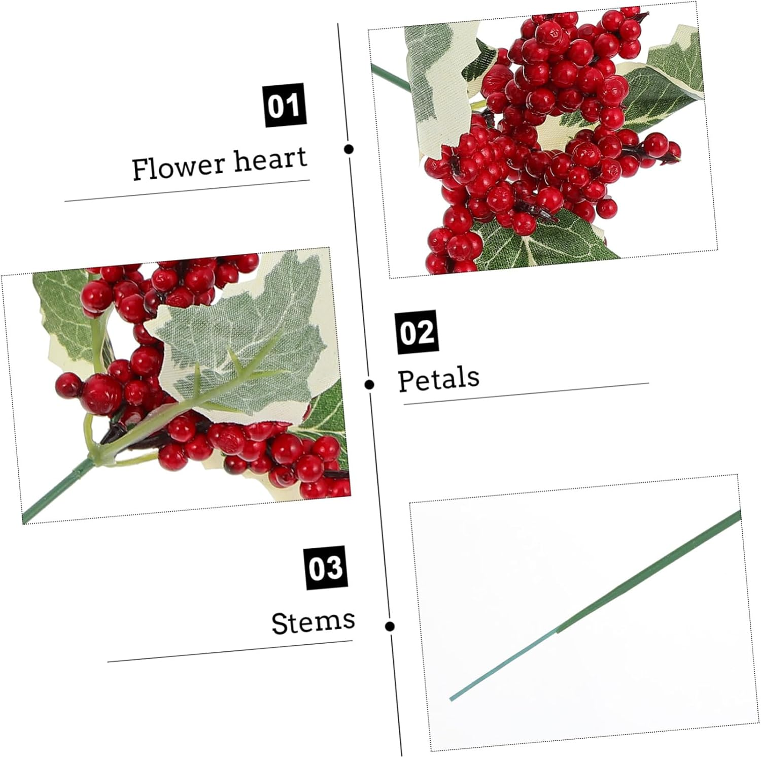 6Pcs Artificial Christmas Berry Decor Fake Berry Xmas Plant Decor for Christmas Tree Window Wall Decoration image number 2