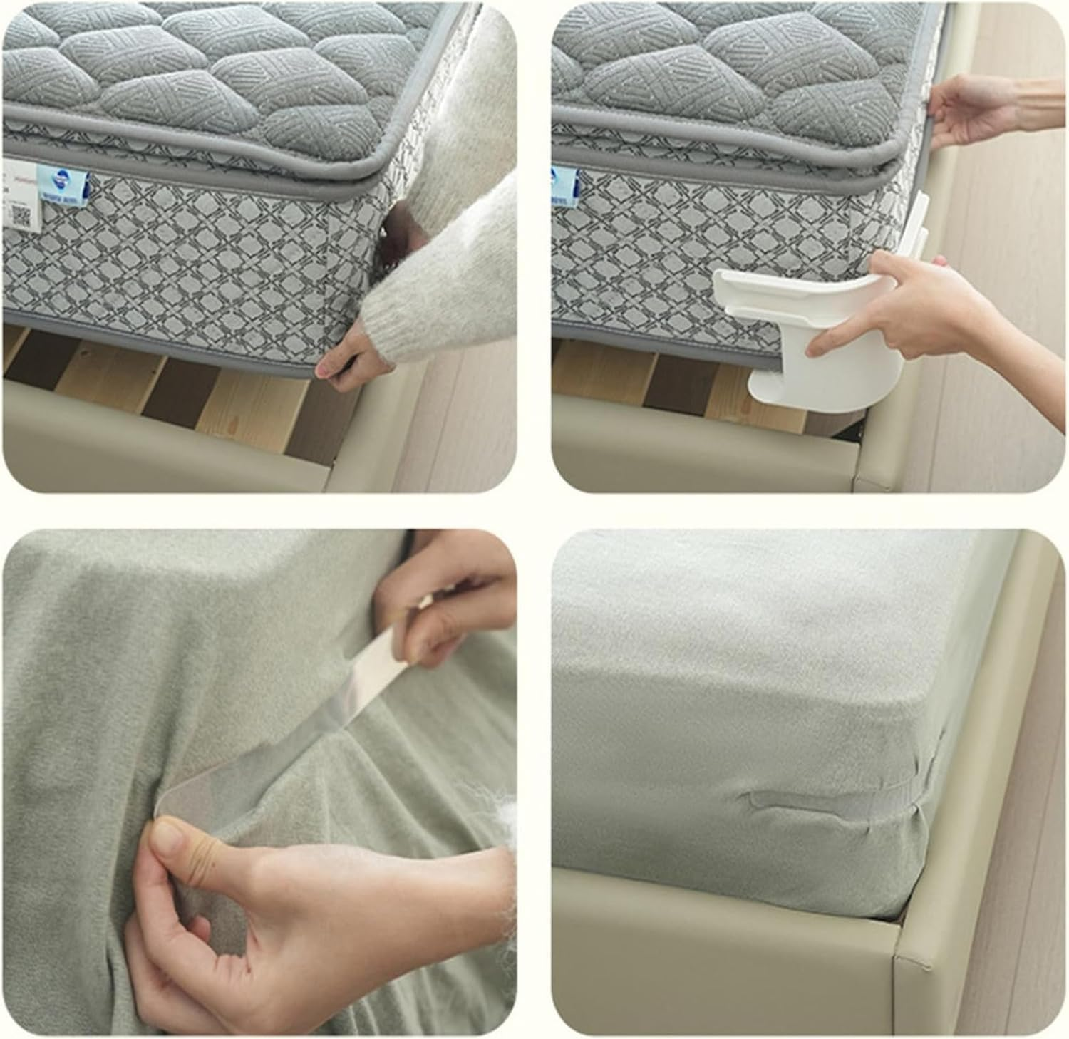 Lock Sheet Holders - 4Pcs Bed Sheet Gripper for Corners Suitable for Queen&King Size Bed, Easy to Install, Perfect for Fitted Sheets, Mattress Pads & Waterproof Covers(White) image number 2