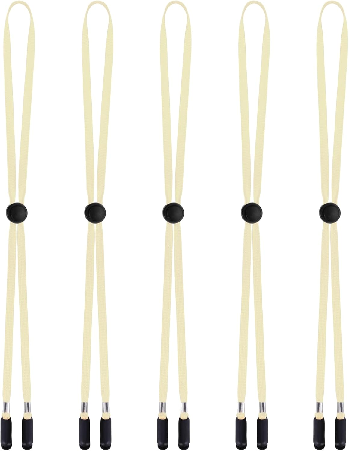 Sucrain 5 Pieces Adjustable Hat Strap Clips Hat Chin Cord for Golfing, Fishing, Boating