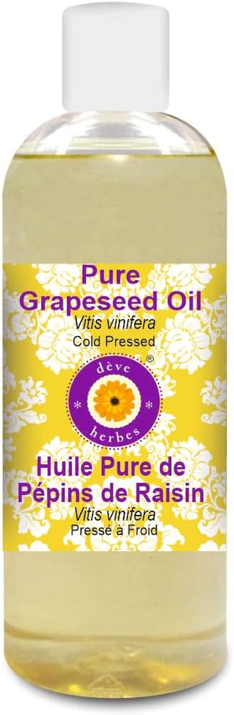 Deve Herbes Pure Grapeseed Oil (Vitis Vinifera) Natural Therapeutic Grade Cold Pressed 200Ml (6.76 Oz) image number 5