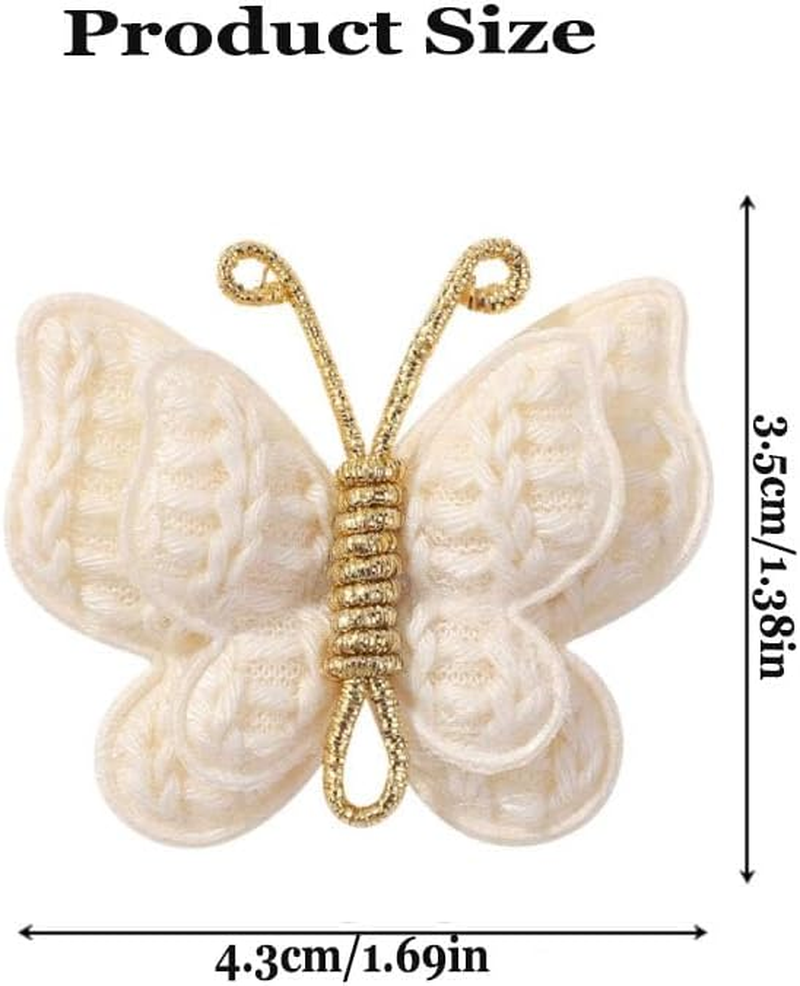 12 Pcs Butterfly Hair Clips,Knitted Butterfly Hair Clip with Yarn,Soft Knitted Wool Barrettes,Hair Clips for Girls with Bows Butterfly Flower,Handmade Barrettes Hair Accessories for Thin & Thick Hair