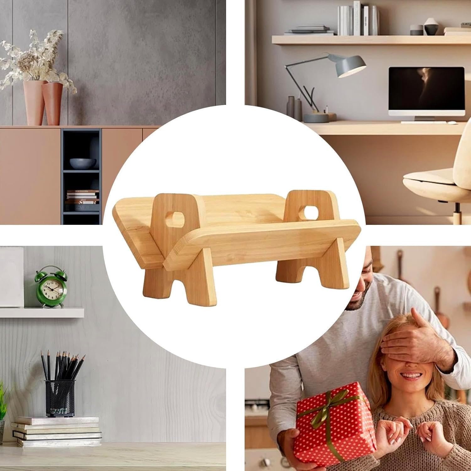 Solid Wood Minimalist Desk Bookshelf, Small Wood Tilting Bookshelf, Desk Organizer Bookstand, Smooth Display Bookshelves, Wear-Resistant Small Bookstand Storage Rack for Bedroom Offices image number 5