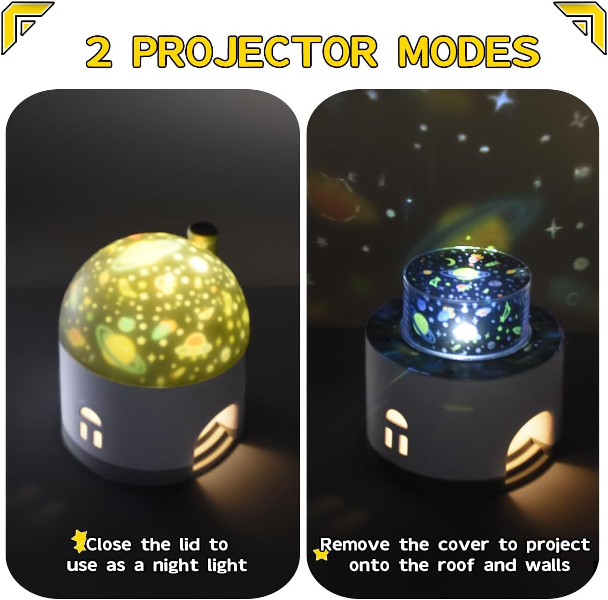 Music Box Rotating Projection Lamp, 2 Projector Modes, 3 Scenarios, Night Light for Kids, LED Portable Night Lamp, Brightness Adjustable, Rechargeable, Fabulous Ideal Gift (Light Pink) image number 2