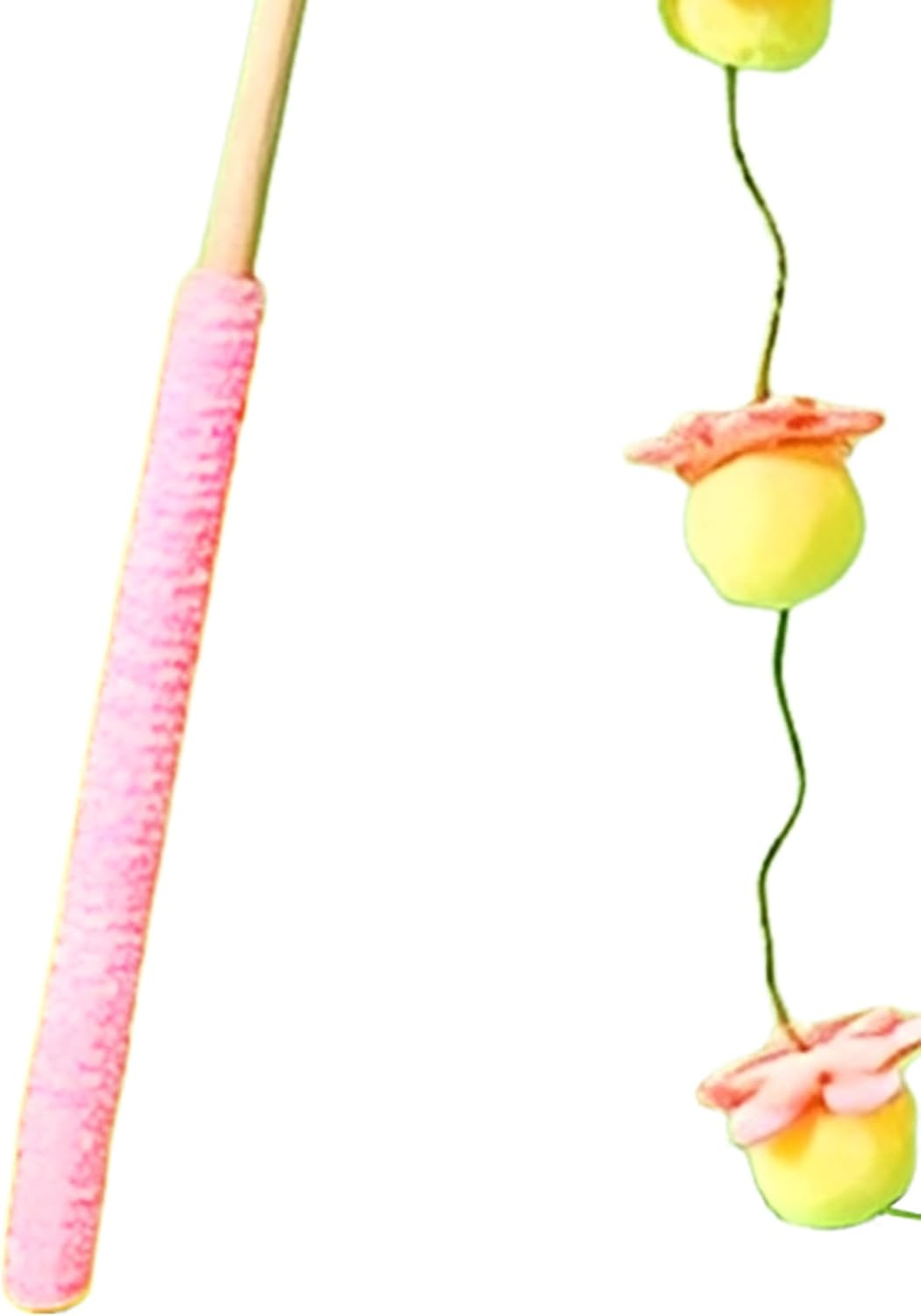 Rronnoy Cat Wand Toy - Fruit Design String with Non-Slip Handle | Cat Pole Toy | for Kitten Indoor Play Boredom Bird Fish Mouse - Yellow image number 4