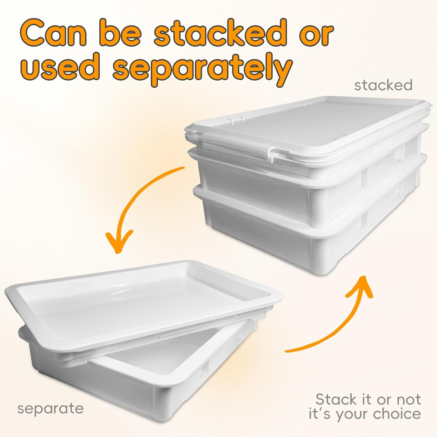 4-In-One Dough Proofing Box Set &ndash; Food-Grade Stackable Pizza Dough Proofing Containers with Lids for Home Baking Sourdough, Pastry (48 * 34 * 21Cm) image number 3