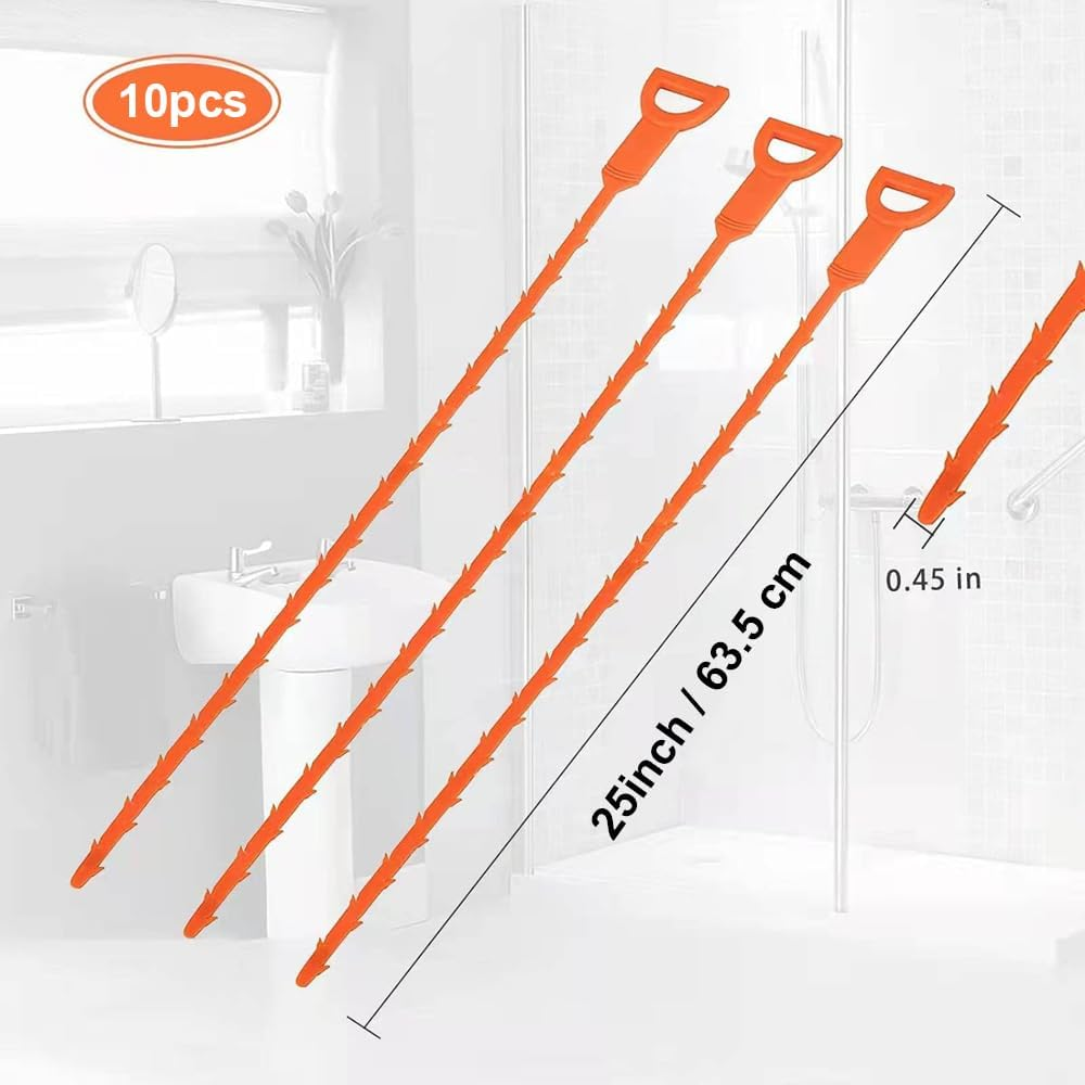 25 Inch Drain Snake Hair Removal Tool 10 Pcs, Hair Drain Clog Remover image number 2