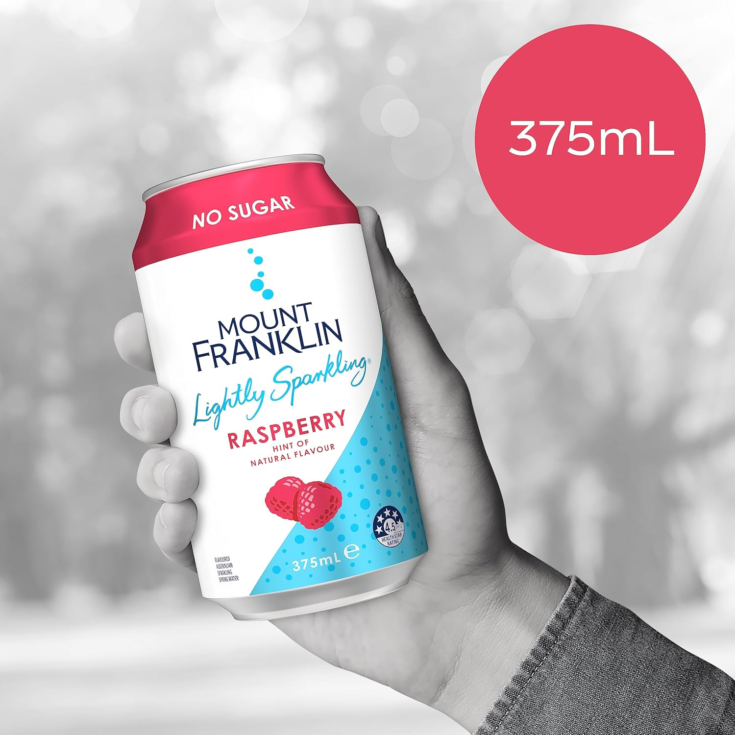 Mount Franklin Lightly Sparkling Water Raspberry Multipack Cans 20 X 375 Ml image number 2