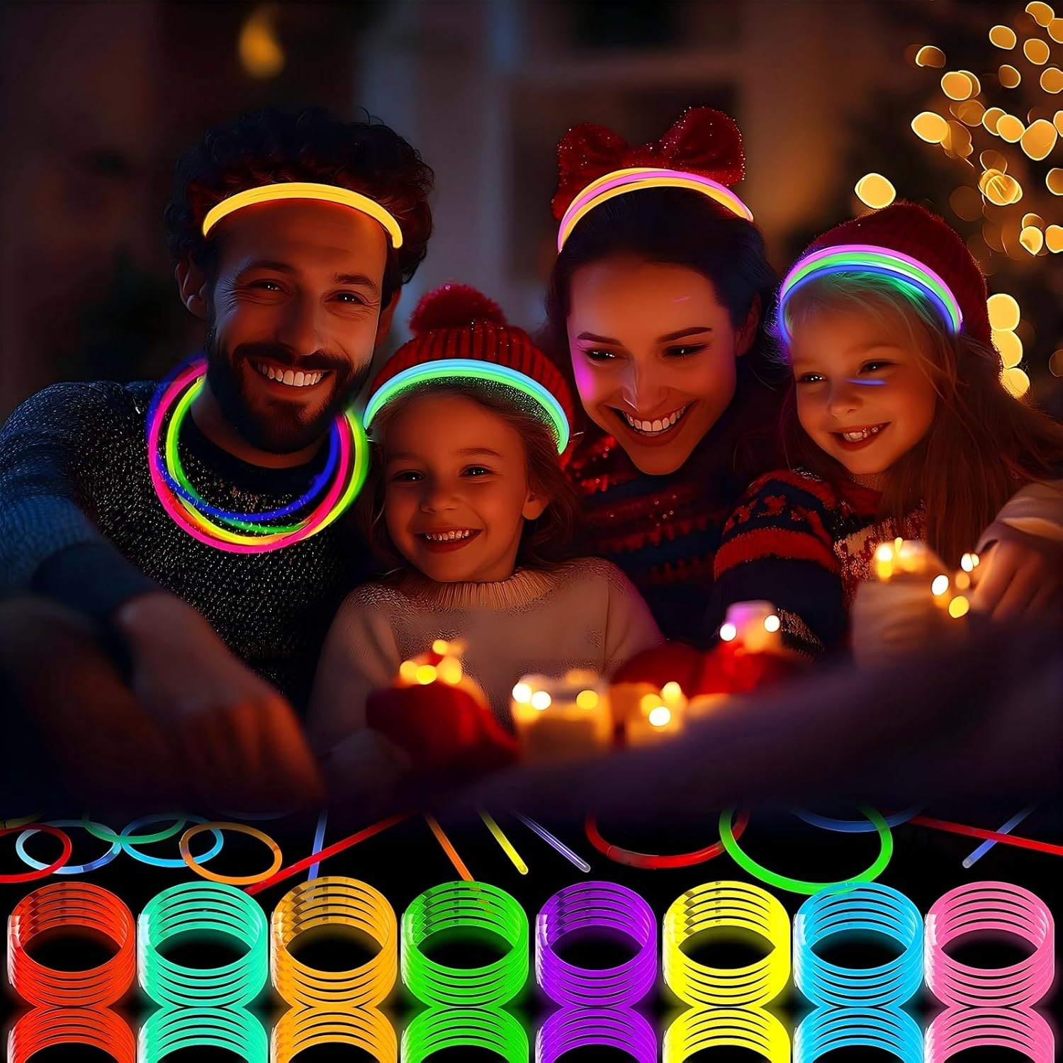 100 Pcs Glow Sticks Bulk 8" Glowsticks, 100Pcs Glow Sticks with 100Pcs Connectors Create Glow in the Dark Party Favors Kids, Easter, Christmas, Halloween Party Supplies Pack, Football Party Supplies image number 2