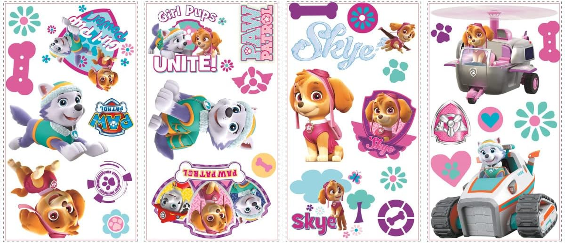 Roommates RMK3124SCS Paw Patrol Girl Pups Peel and Stick Wall Decals
