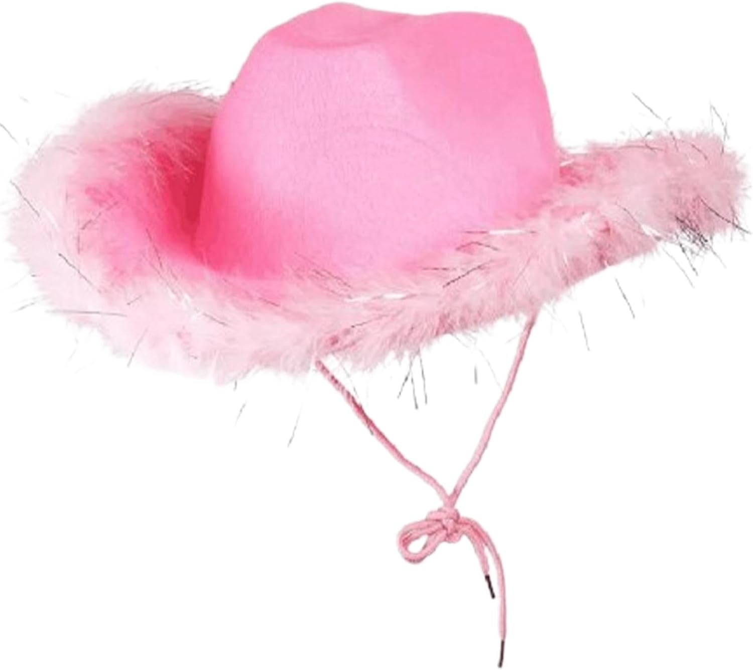 Cowboy Cowgirl Hats - Western Non-Woven Feather Hat,White Feather Trim Cow Girl Hat for Women, Music Festival, Beach, Cowgirl