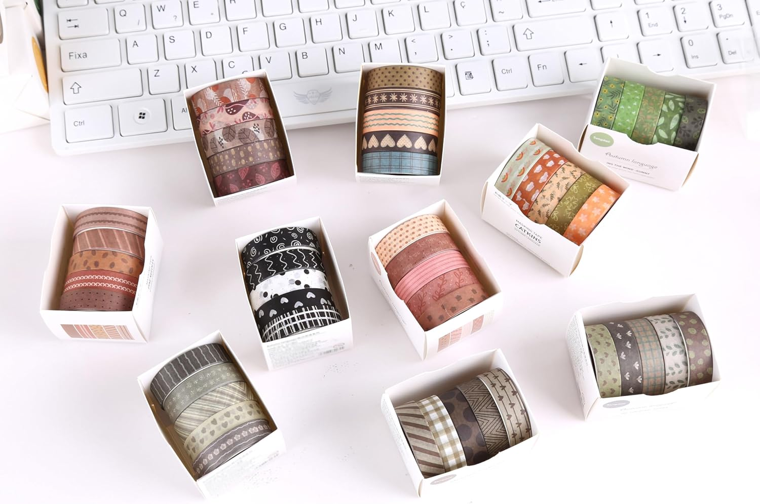 YUBX Basic Washi Tape Set 30 Rolls Plants Patterns Decorative Skinny Slim Masking Tapes for Arts, DIY Crafts, Journals, Planners, Scrapbook, Wrapping (Tropical Wetlands) - Tropical Wetlands image number 6