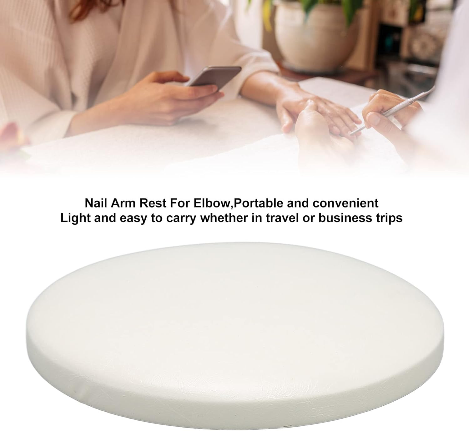 White Nail Arm Rest for Elbow, Professional PU Leather Elbow Pad Arm Rest, Washable Elbow Hand Rest for Nail Salons, Nail Schools, College Wholesale, Nail Artists, Family Use image number 1