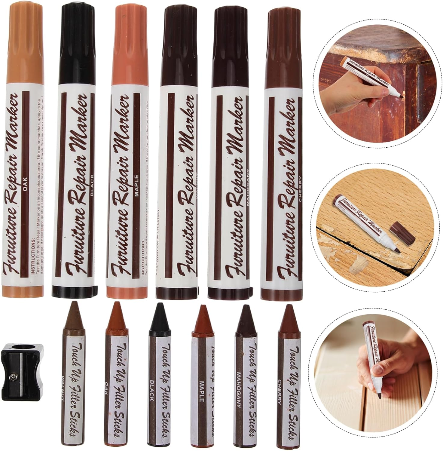 Outanaya Furniture Repair -Up Marker Wood Floor Scratch Repair Kit Home Supplies Wood Markers image number 6