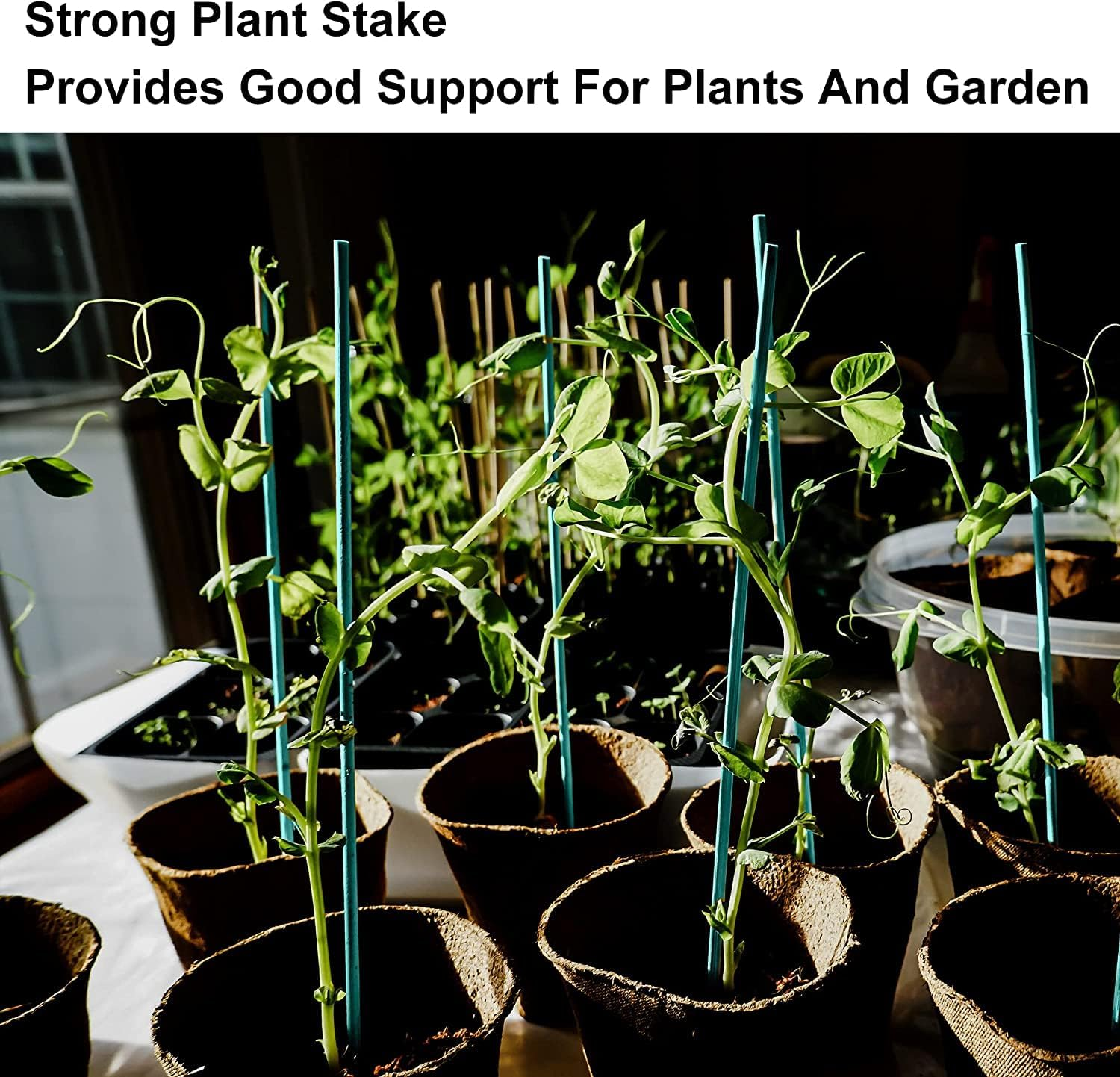 100Pcs Garden Wood Plant Stakes,Betterjonny 15.7Inch Long Bamboo Plant Support with 100Pcs Metallic Twist Ties Sticks Sturdy Floral Plant Support Stakes Wooden for Floral Picks Roasting Sticks