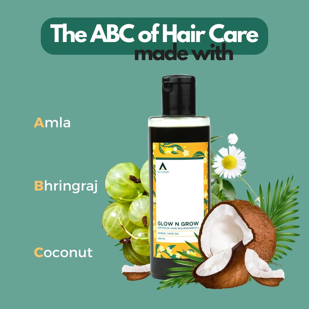Grow N Glow Hair Oil 200 Ml | Coconut Based Hair Oil, Natural Hair Darkening Properties, Supports Hair Growth, Reduces Hair Loss (Pack of 1) image number 2