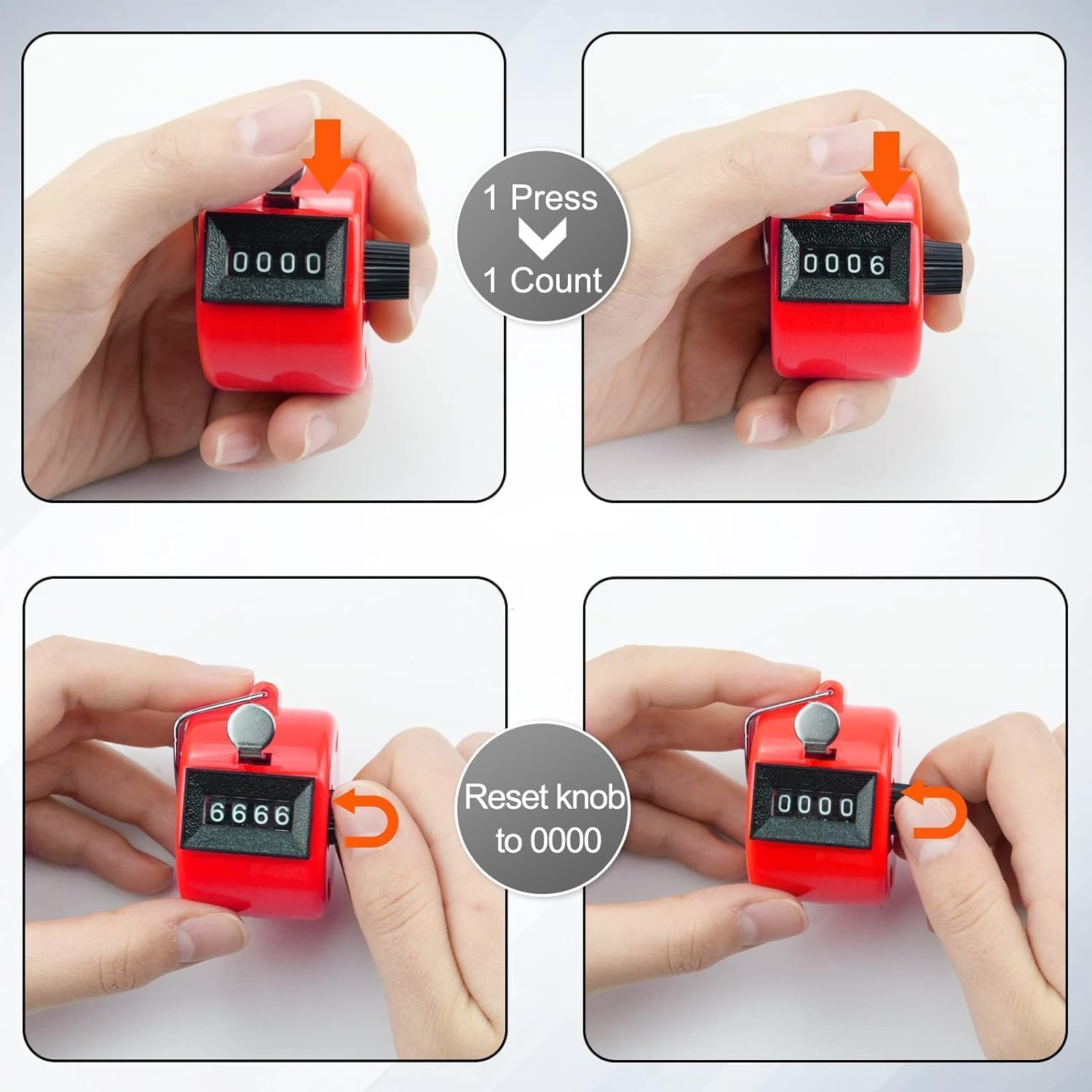 Tally Counter 6 PCS Hand Tally Counters Manual Click Counter 4 Digit Clicker Counter Number for Counting Golf Scoring, Click Counter with Finger Ring, for Counting, Coaching, Golf, Fishing image number 1