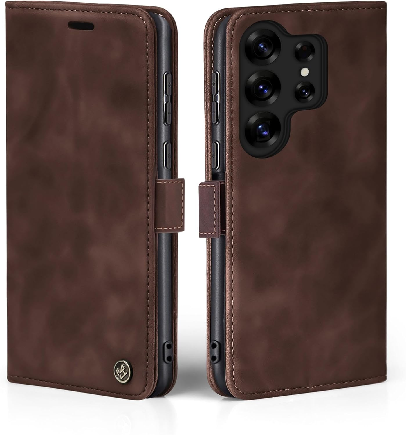 LBH Mobile Phone Case for Samsung Galaxy S25 FE in Black with Card and Money Compartment Smartphone Case with Stand Function Flip Case Protective Cover Magnetic Closure Vintage