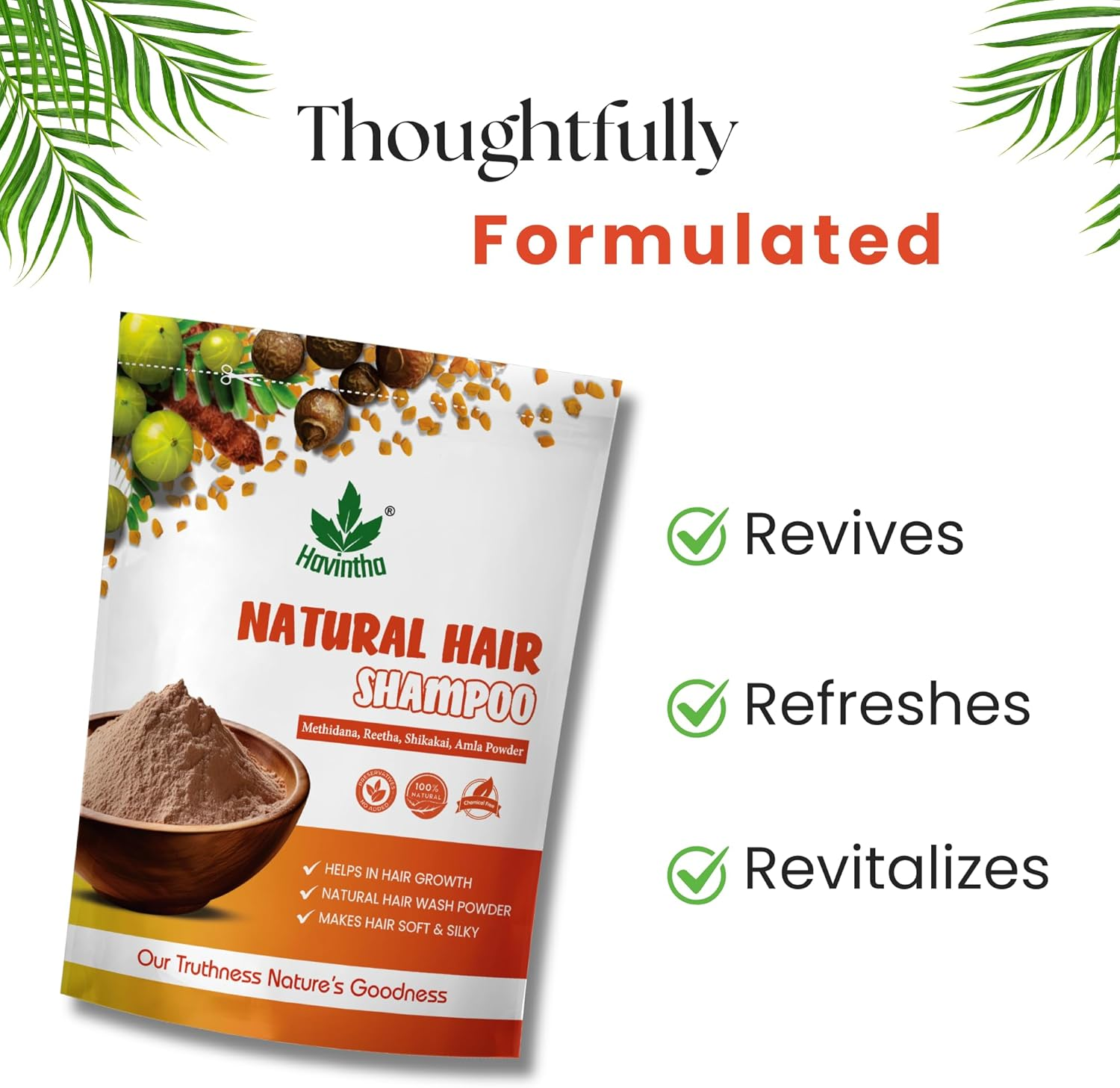 Natural Hair Shampoo with Amla, Reetha, Shikakai and Methi Dana Powder Hair Wash - 227 Grams (Advanced Shampoo) image number 1