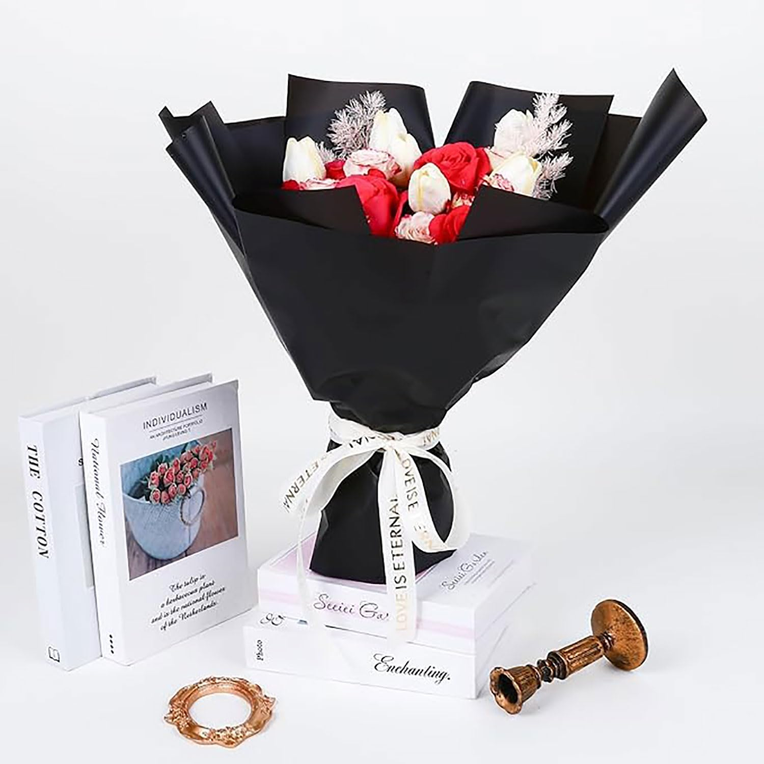 Yqkangzhu Black Wrapping Paper, 38 * 1000Cm Kraft Paper Roll, 80Gsm Gift Wrapping Paper, Flower Wrapping Paper,Construction Paper for Packing Postal Shipping Crafts Arts image number 6