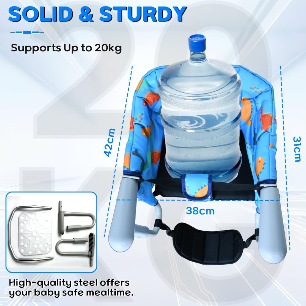 Hook-On High Chair with Adjustable Footrest,Portable, Foldable Baby Feeding Chair for Babies 6-36 Months, Quick Setup with Carry Bag,Table Chair for Travel & Home Use(Blue Dinosaur) - Blue Dinosaur image number 5