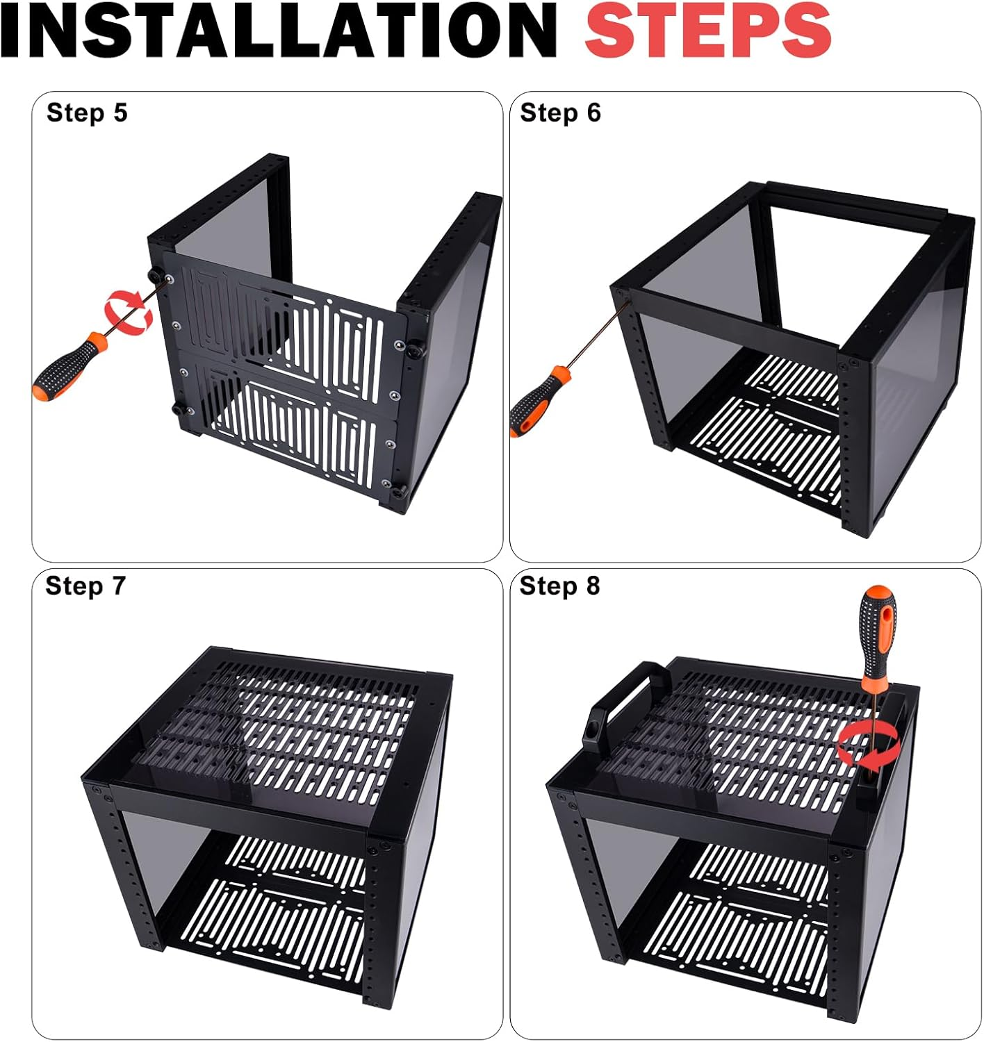 Geeekpi Deskpi Rackmate T0 plus 10 Inch 4U Mini Server Cabinet for for Servers, Network, A/V Equipment, 10.23 Inch Depth (Black) image number 4