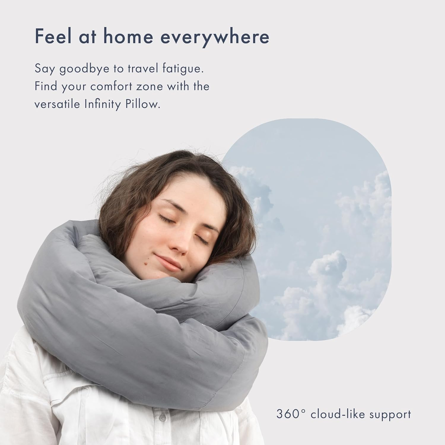 Huzi Infinity Pillow - Travel Neck Pillow - Versatile Soft 360 Support Scarf - Machine Washable - Home Travel Flight Road Trips Airplane Sleeping (Grey) image number 4