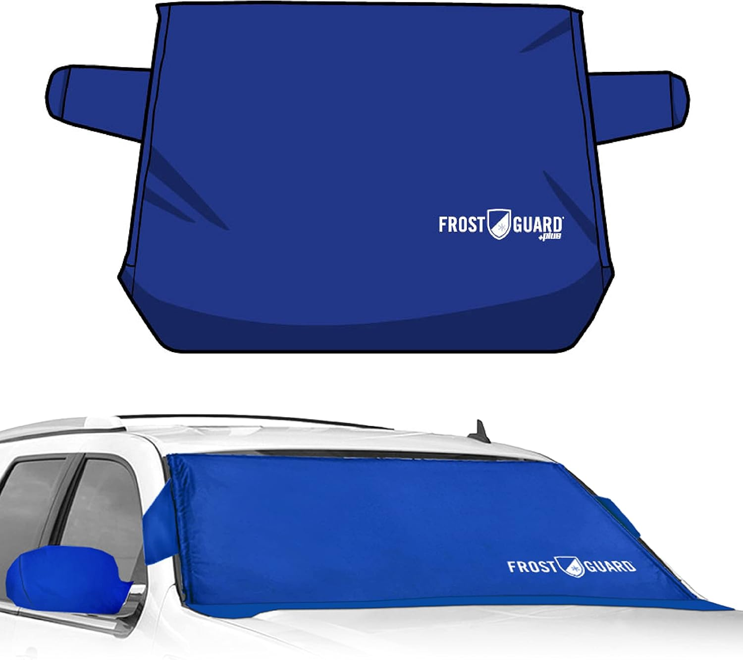 Frostguard plus | Winter Windshield Cover for Ice and Snow, XL Size (Indigo) - Built-In Security Panels, Wiper Blade Coverage + Mirror Covers - Fits XL Size Cars, Trucks and Suvs, 68 X 41 Inches image number 1