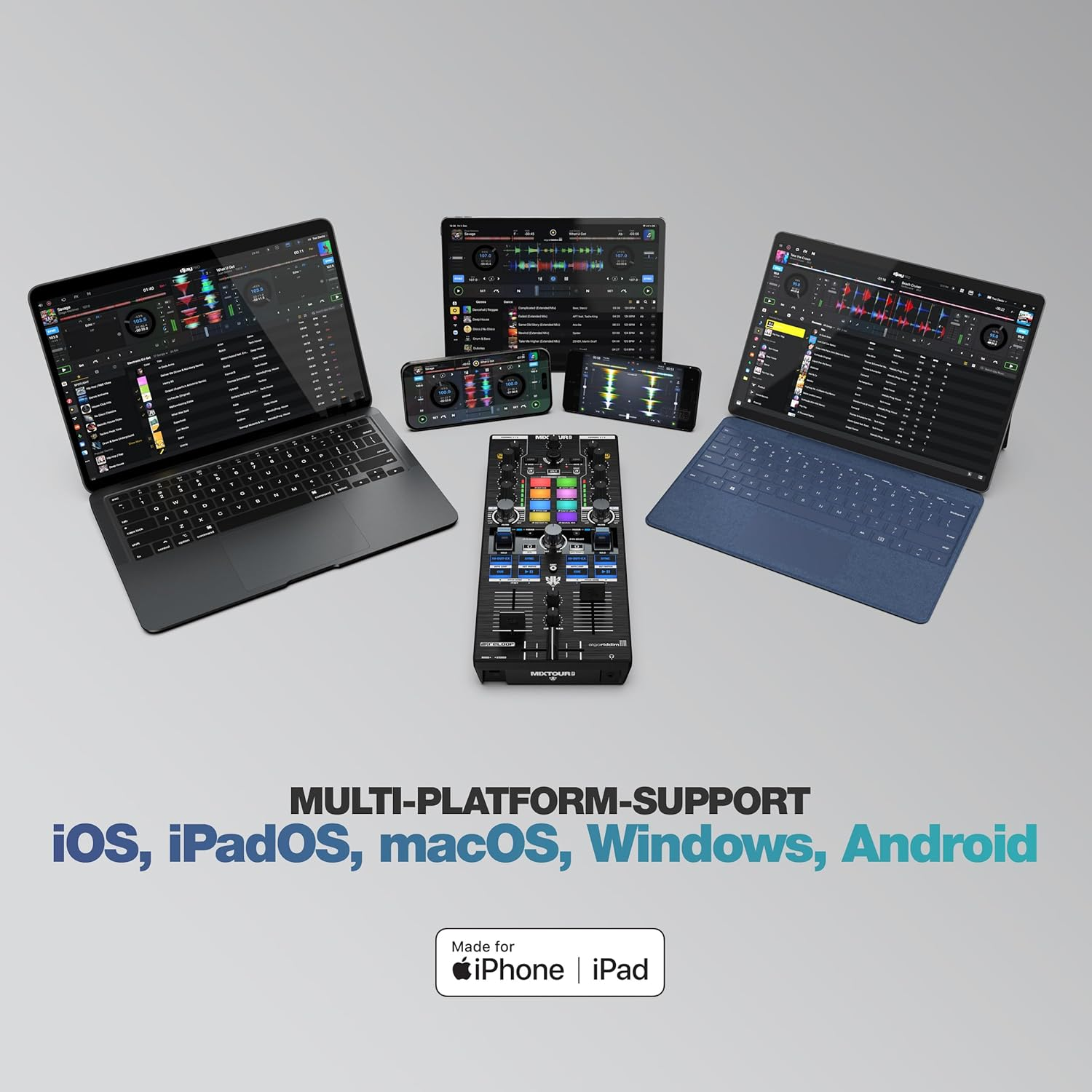 Reloop Mixtour Pro 4-Deck DJ Controller with USB-C, Black & Silver image number 4