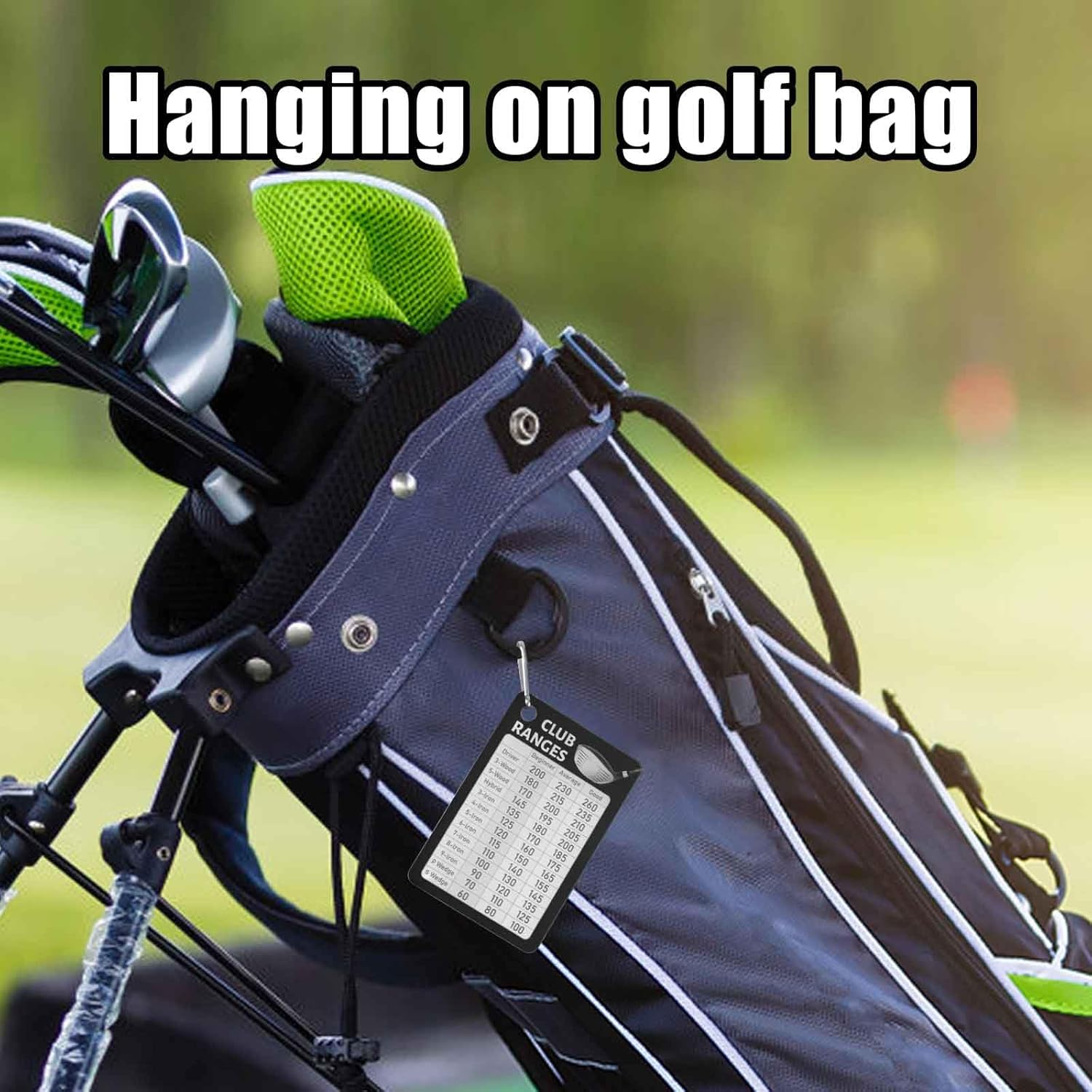 BOXOB Golf Club Range Chart Card, Black Golf Distance Map Golf Yardage Card Golf Range Chart Card Golf Club Rules Card Golf Club Bag Accessories Golf Essentials Accessories for Men image number 1